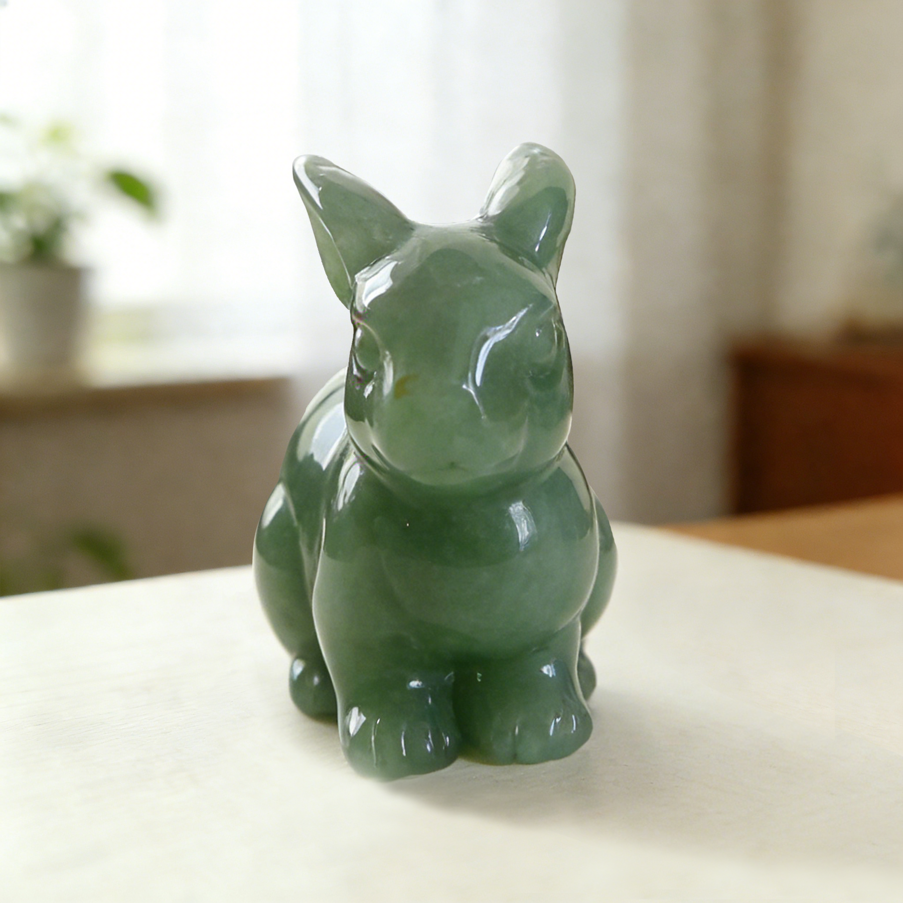 Green Aventurine Rabbit Carving – Lucky Stone Sculpture — view 6