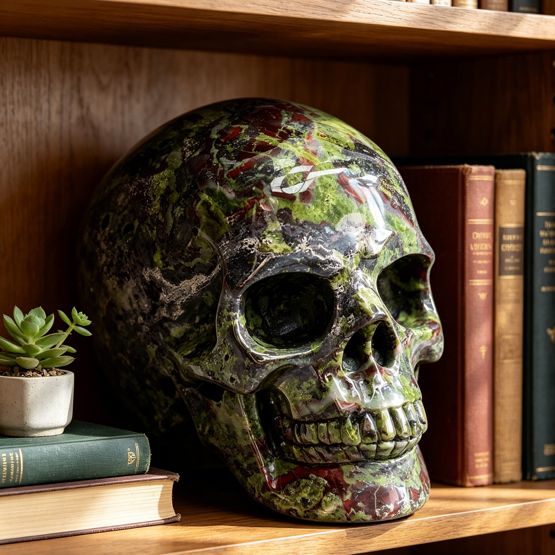 7-14 inch Dragon Bloodstone Crystal Skull - Titan Series Large Scale Crystal Skull — view 7