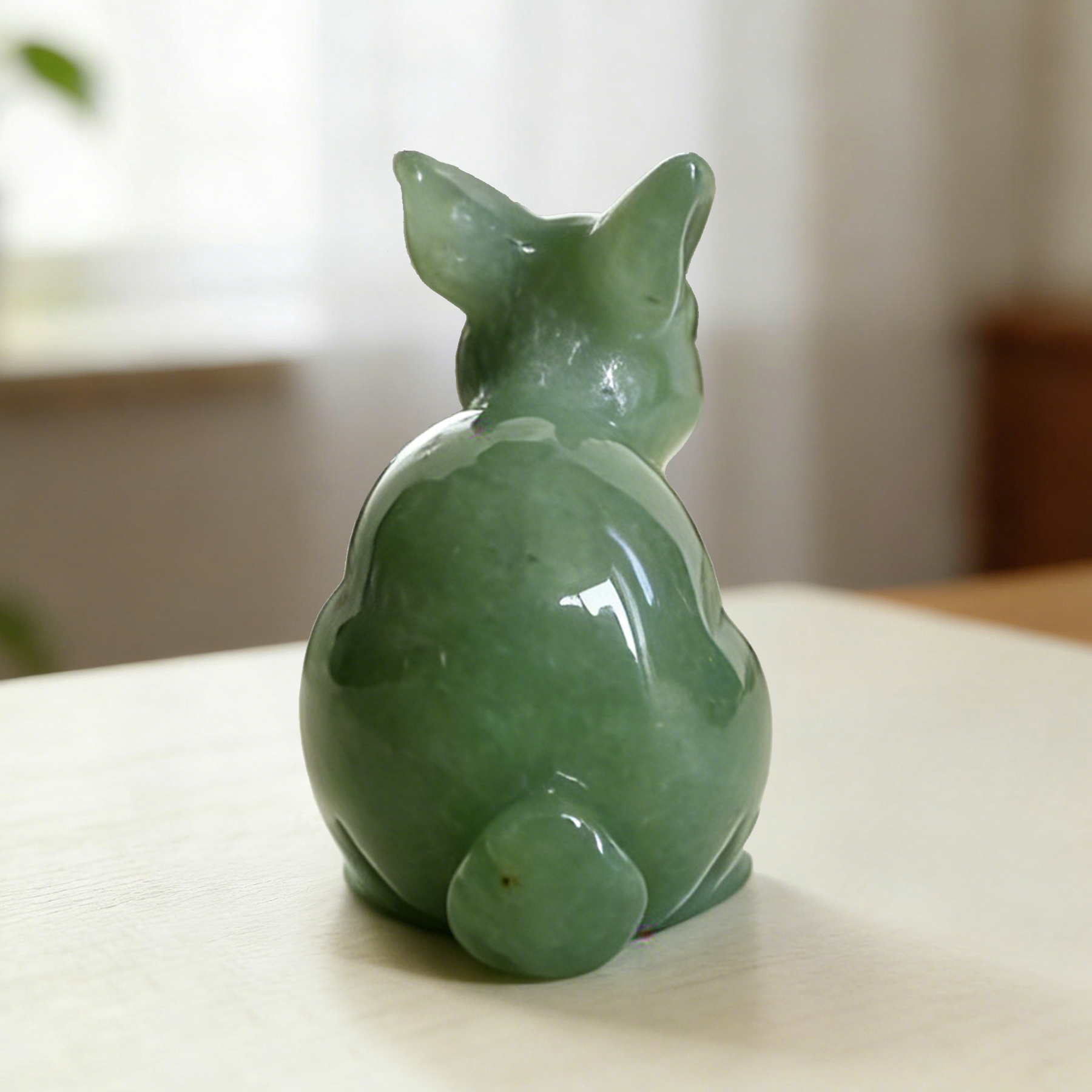 Green Aventurine Rabbit Carving – Lucky Stone Sculpture — view 4