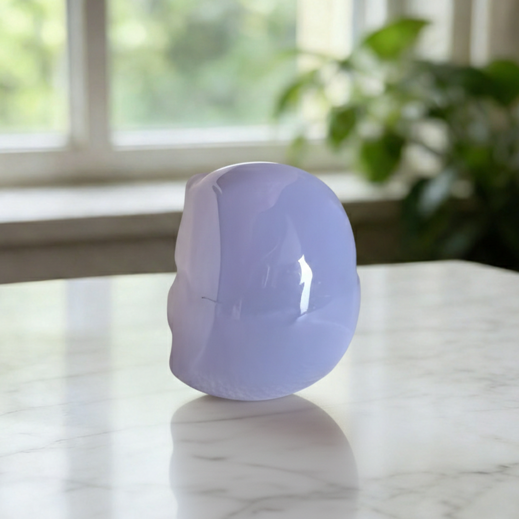 Blue Chalcedony Sleeping Cat Carving — view 6