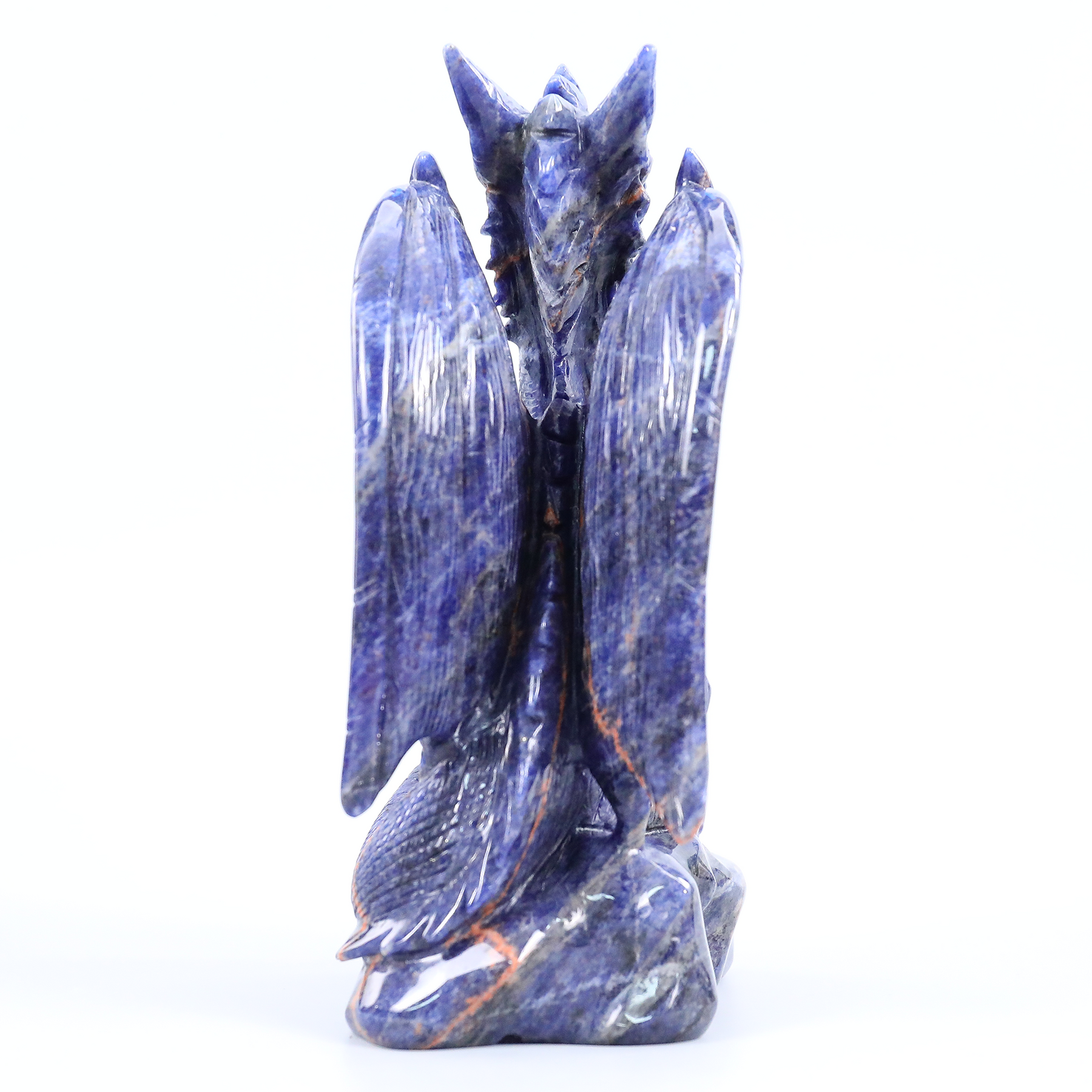 Sodalite Winged Dragon on Crystal Skull — view 3