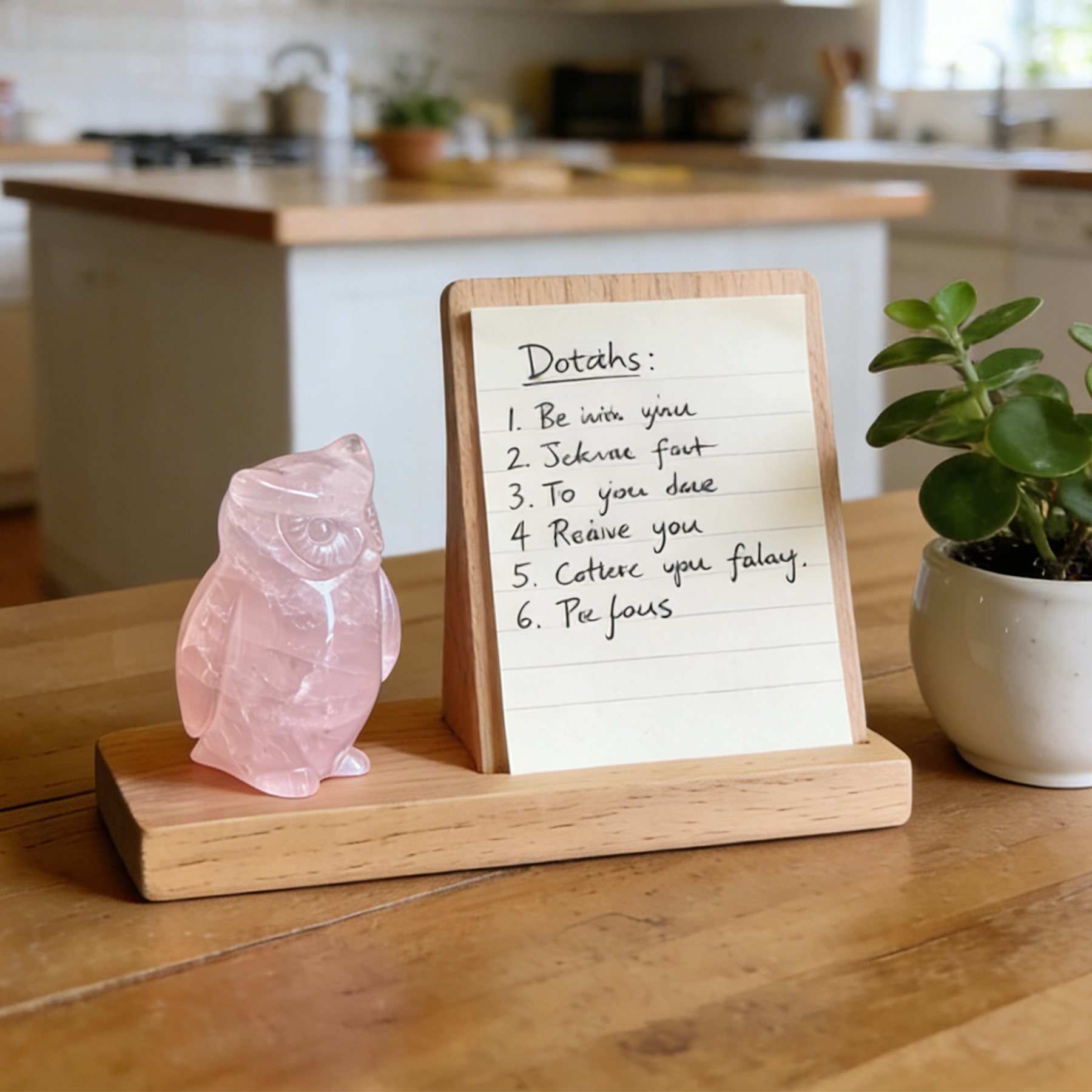 Rose Quartz Owl Carving — view 7