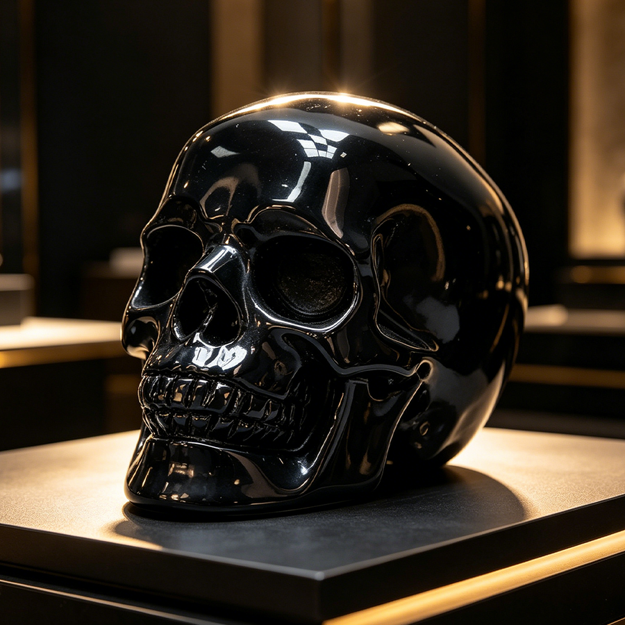7-14 inch Black Obsidian Crystal Skull - Titan Series Large Scale Crystal Skull — view 1