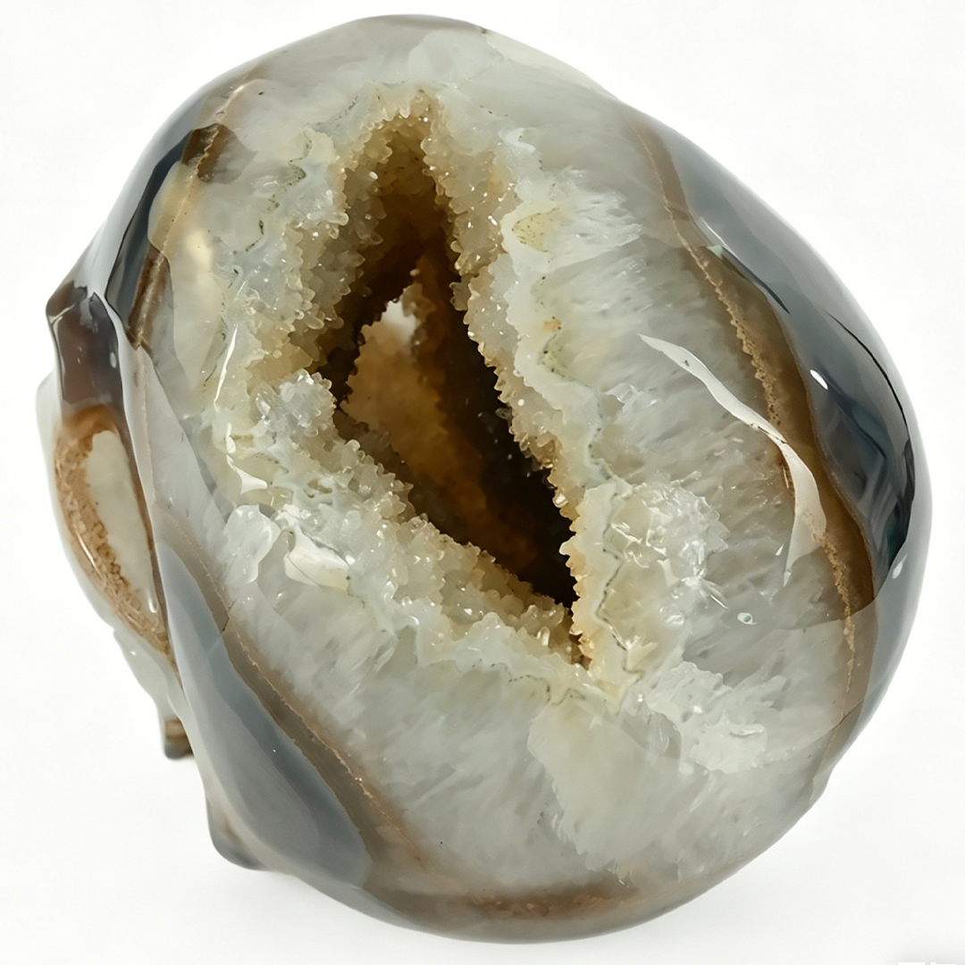 7.8 inch Carved Geode Agate Skull - Sculpture Carving — view 8