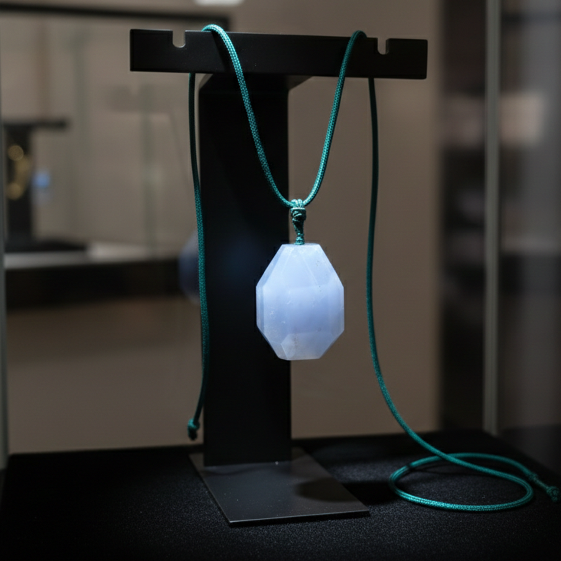 Blue Chalcedony Polyhedron Fidget Pendant – Charm — view 8