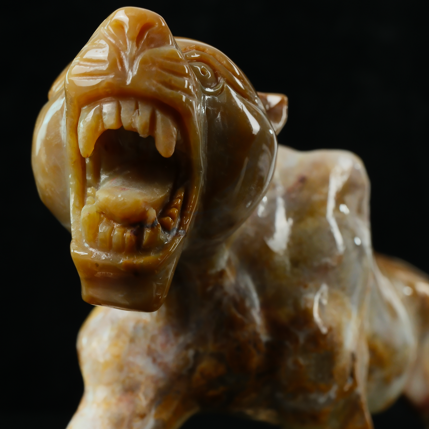Yellow Chalcedony Leopard Carving — view 8