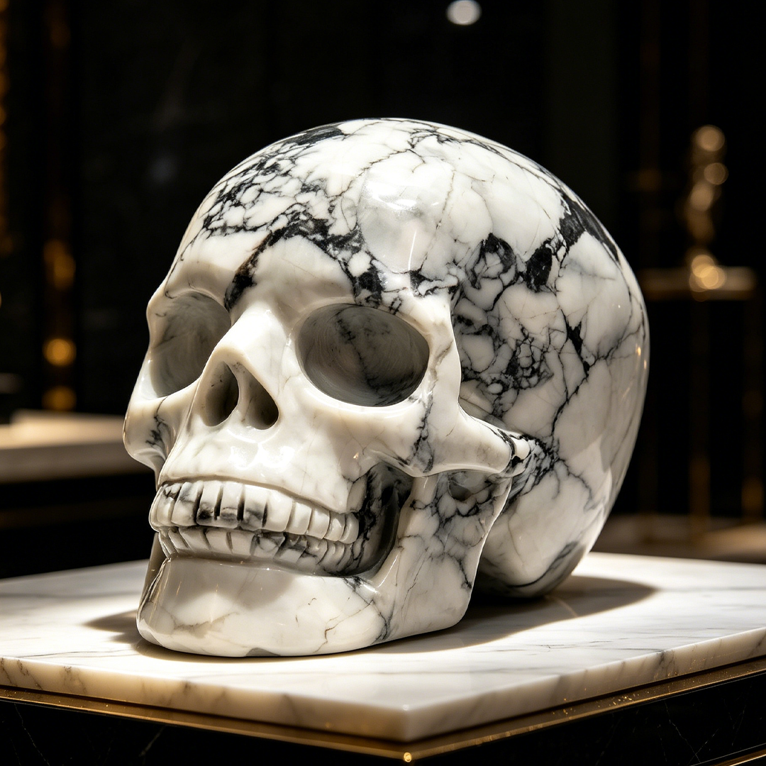7-10 inch White Howlite Crystal Skull - Titan Series Large Scale Crystal Skull — view 1