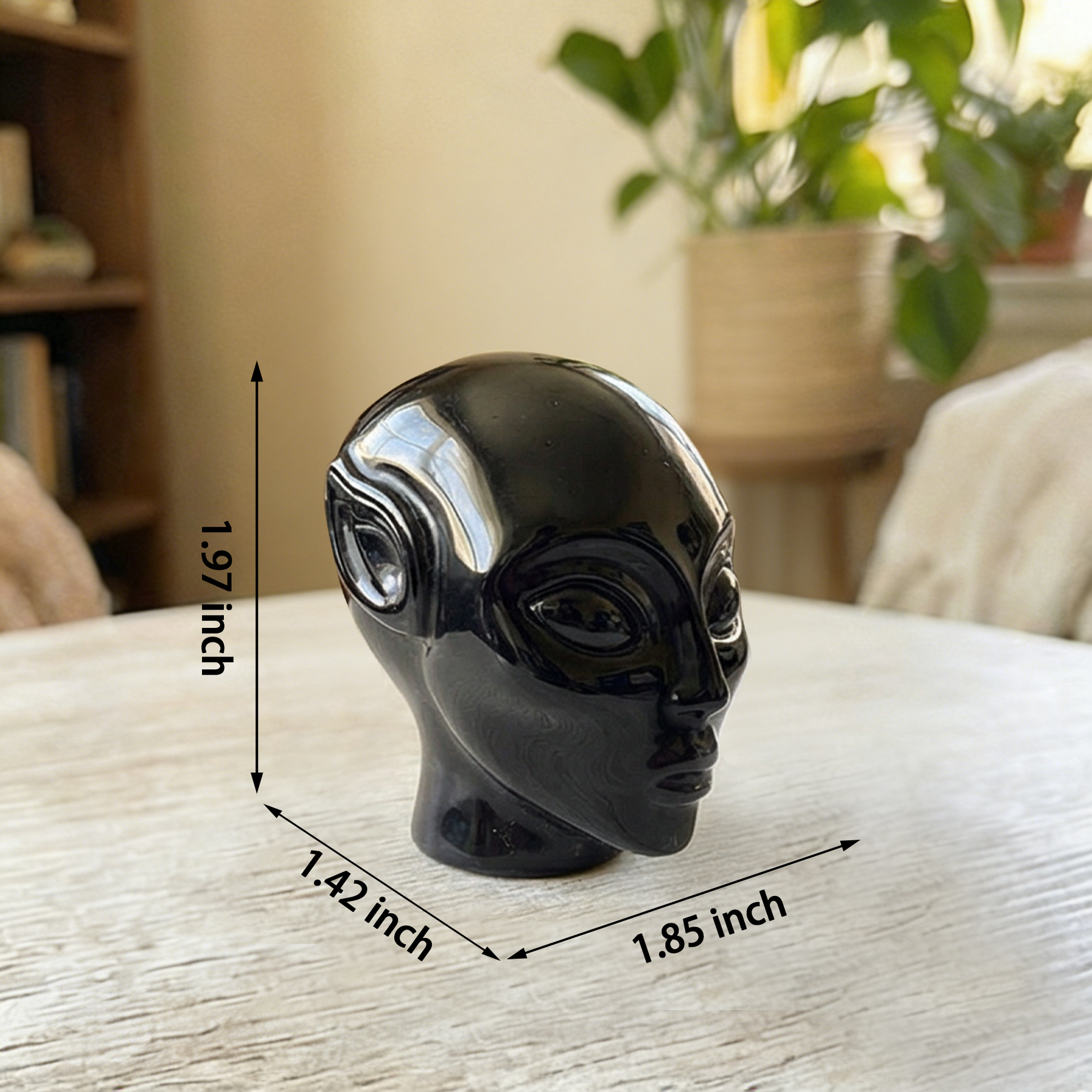 2 Inch Obsidian Alien Crystal Skull – Mini Stone — view 2