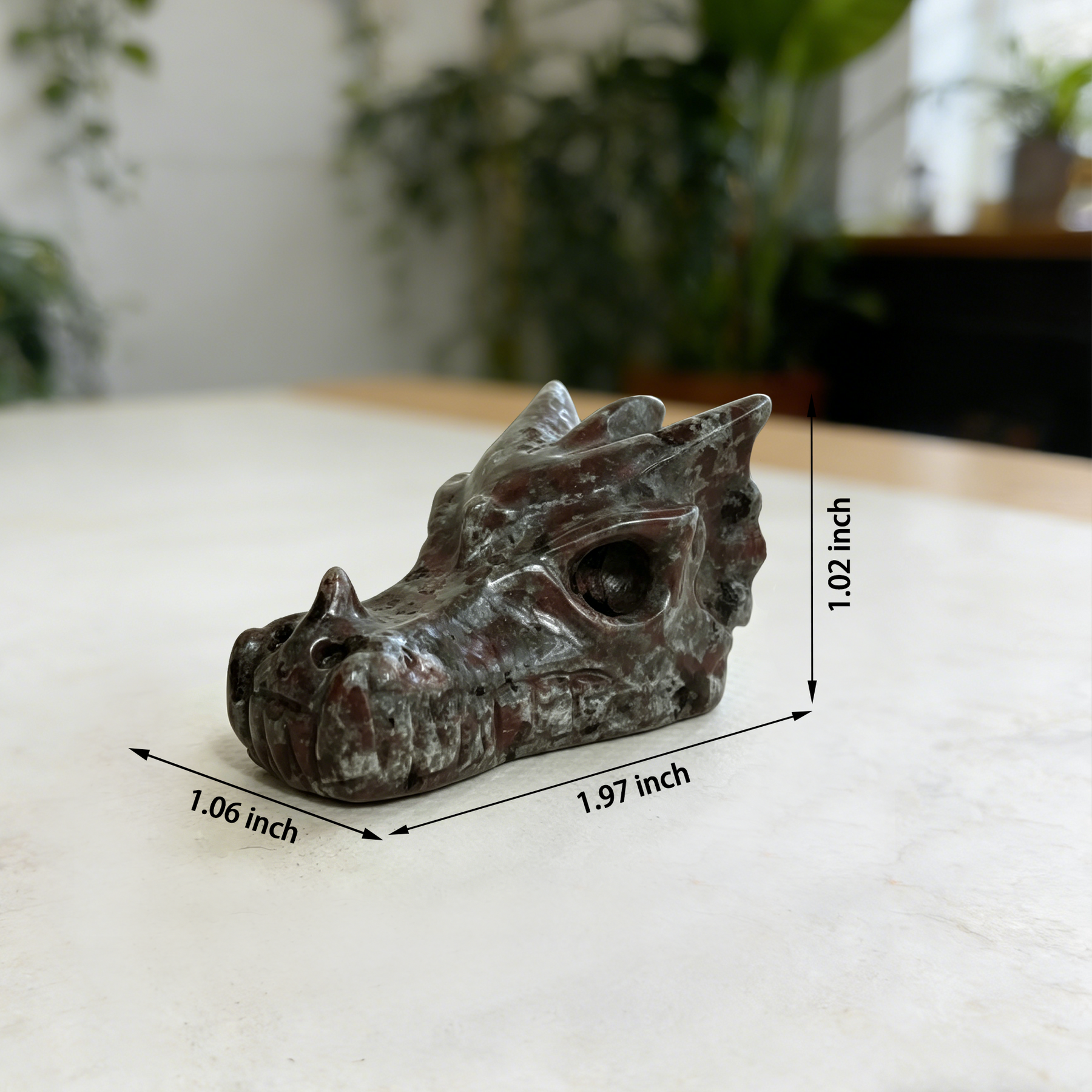 2 inch Yooperlite Chinese Dragon Skull - Natural Stone Sculpture — view 2