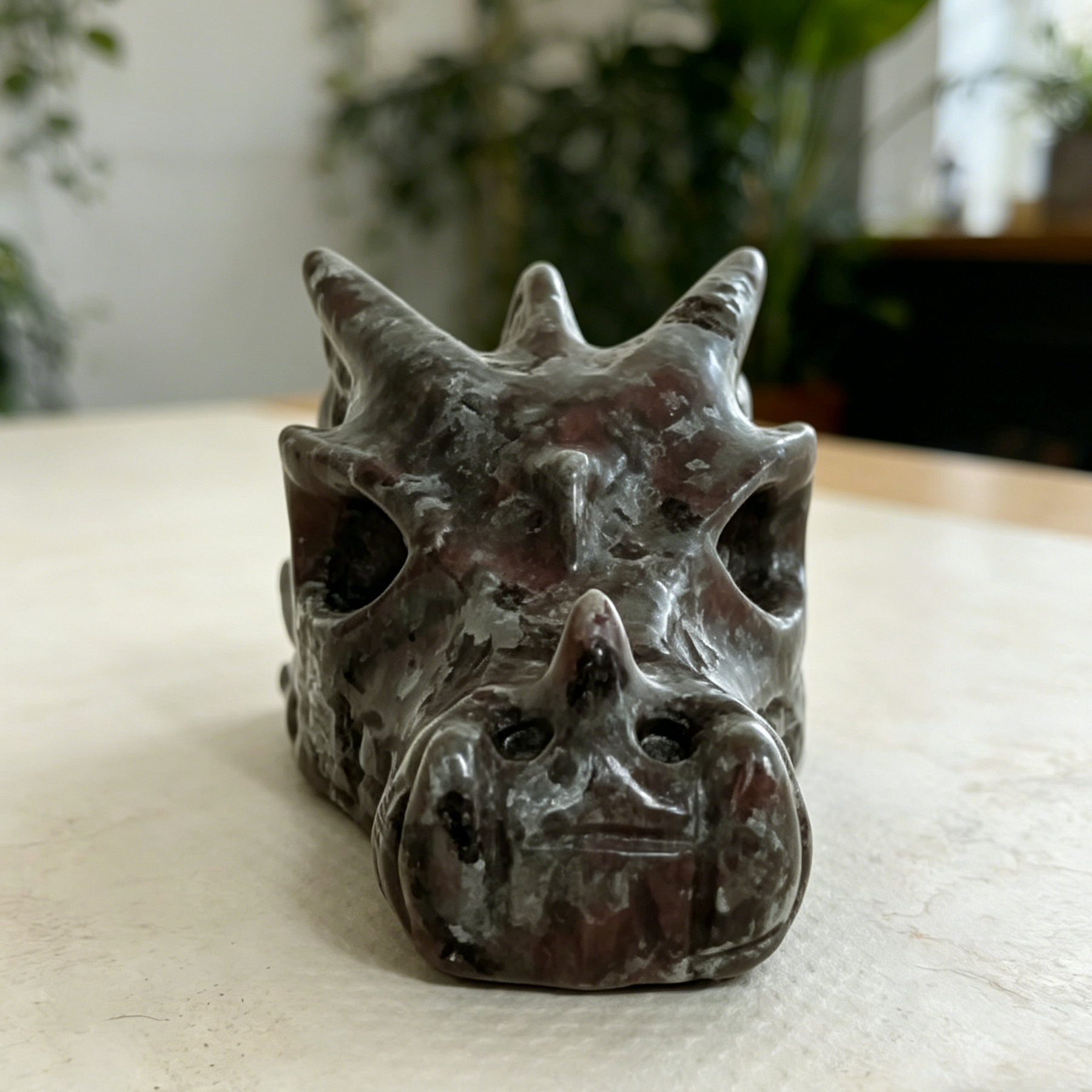 2 inch Yooperlite Chinese Dragon Skull - Natural Stone Sculpture — view 8