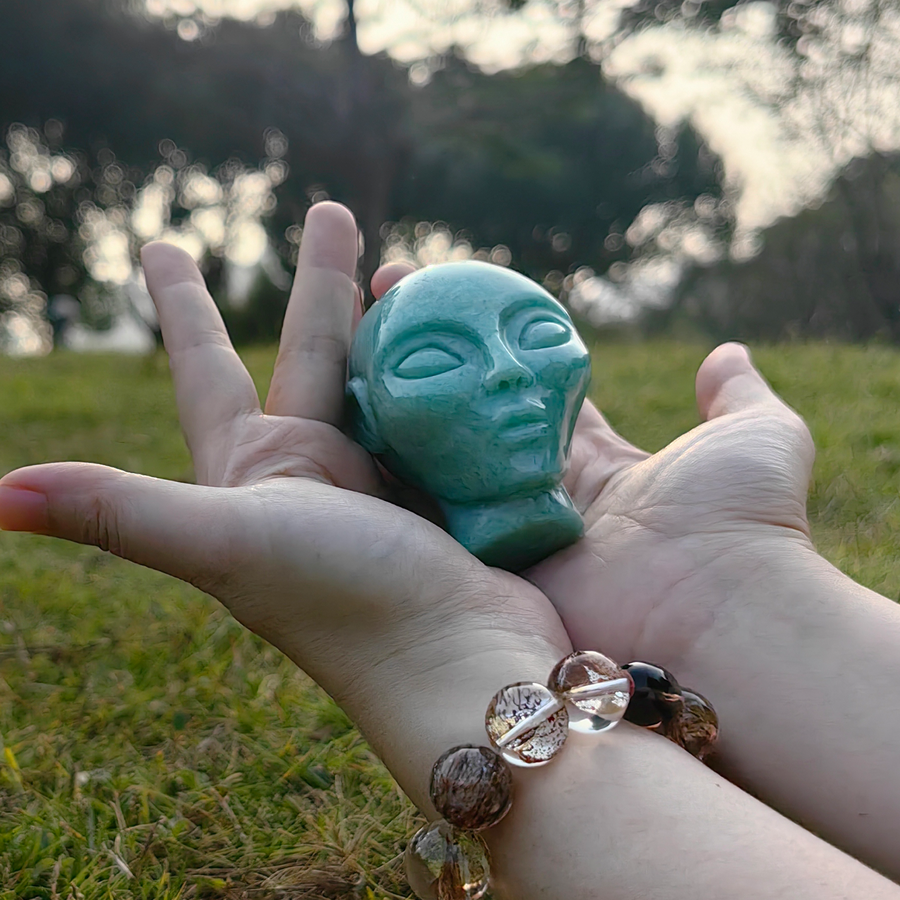 3 Inch Amazonite Alien Crystal Skull — view 1