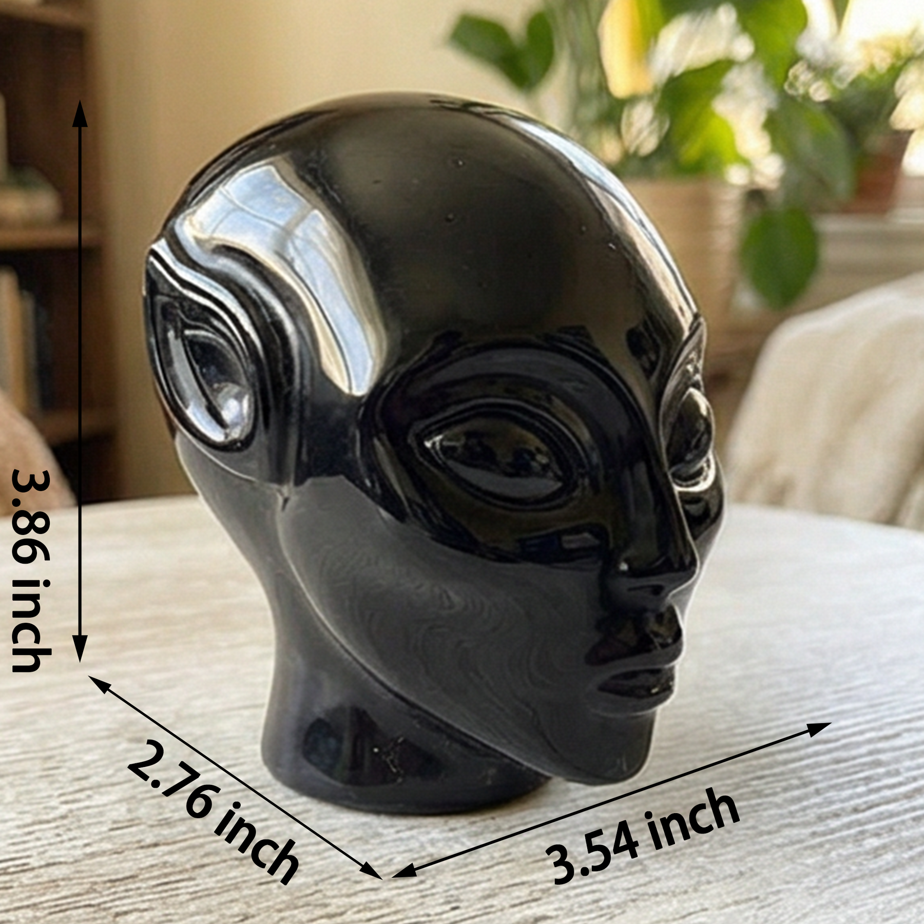3.8 Inch Obsidian Alien Crystal Skull – Protection Stone — view 2