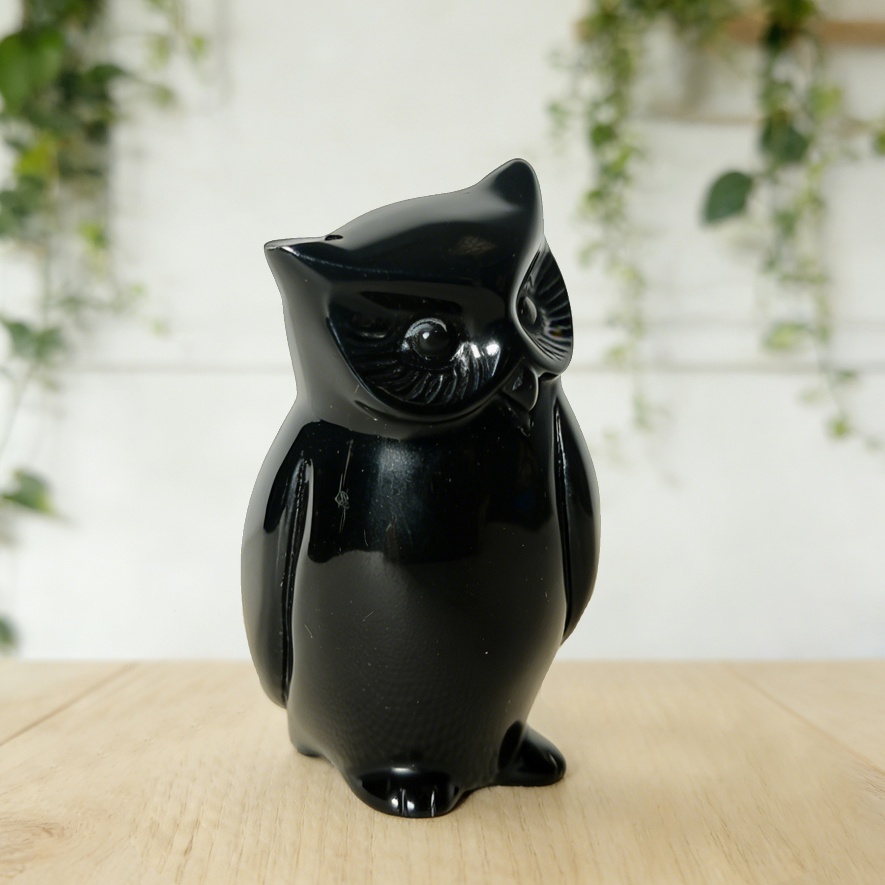Black Obsidian Owl Family Carving – Protection Stone — view 3