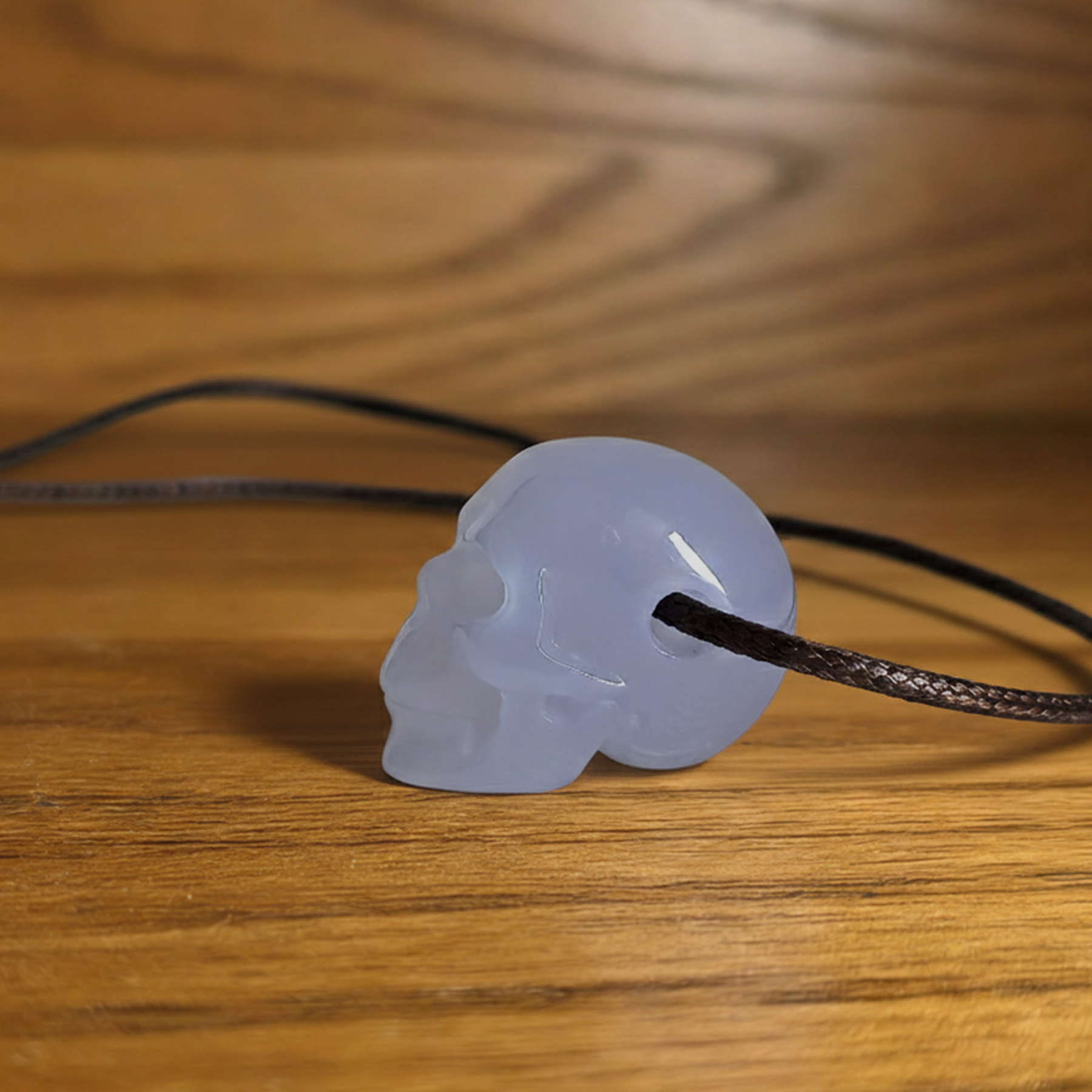 Blue Chalcedony Mini Skull Pendant – Gemstone Jewelry — view 5