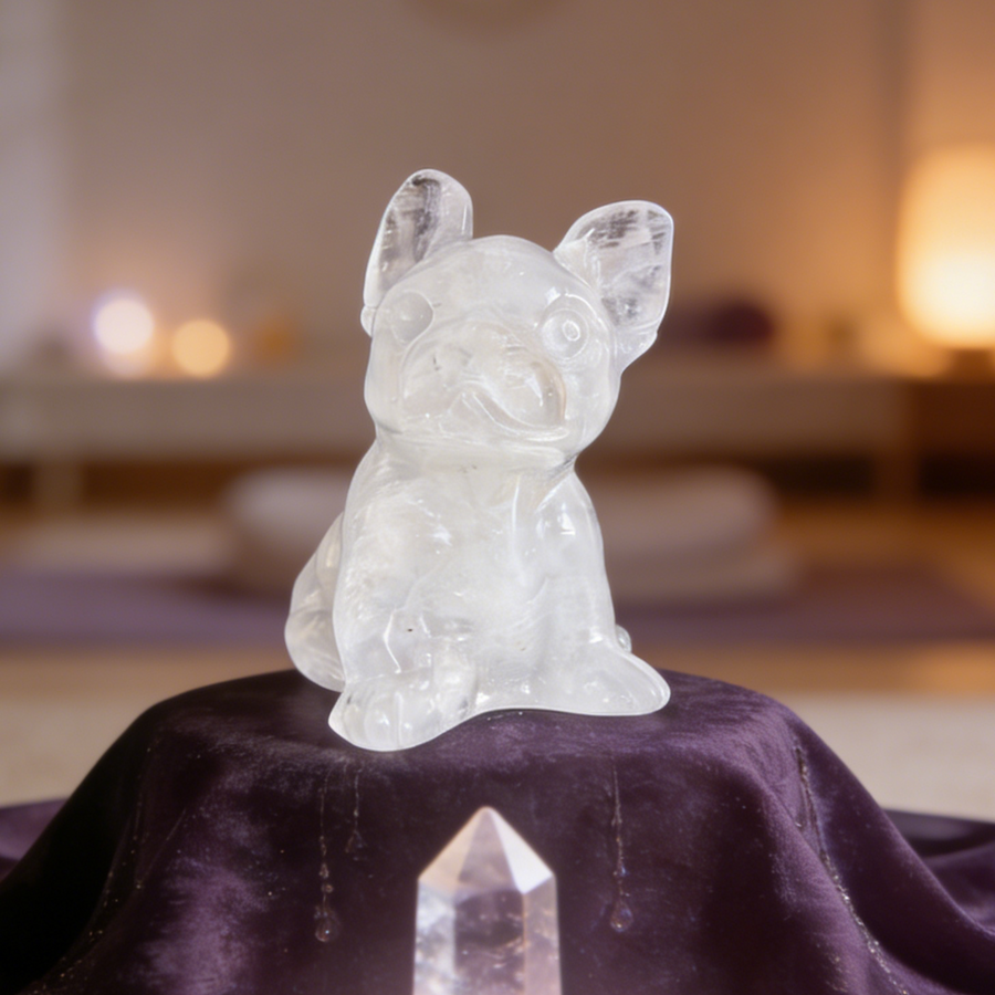 Angola Quartz Puppy Carving – Animal Sculpture — view 1