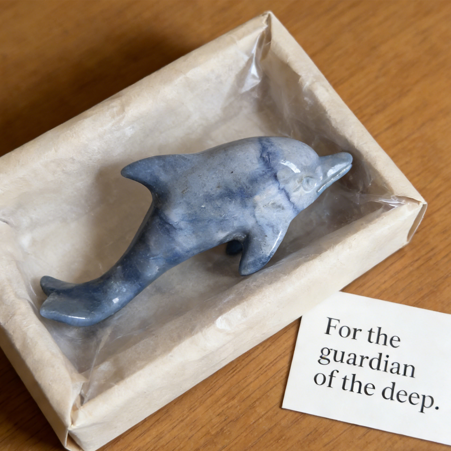 Blue Aventurine Dolphin Carving – Sculpture — view 1