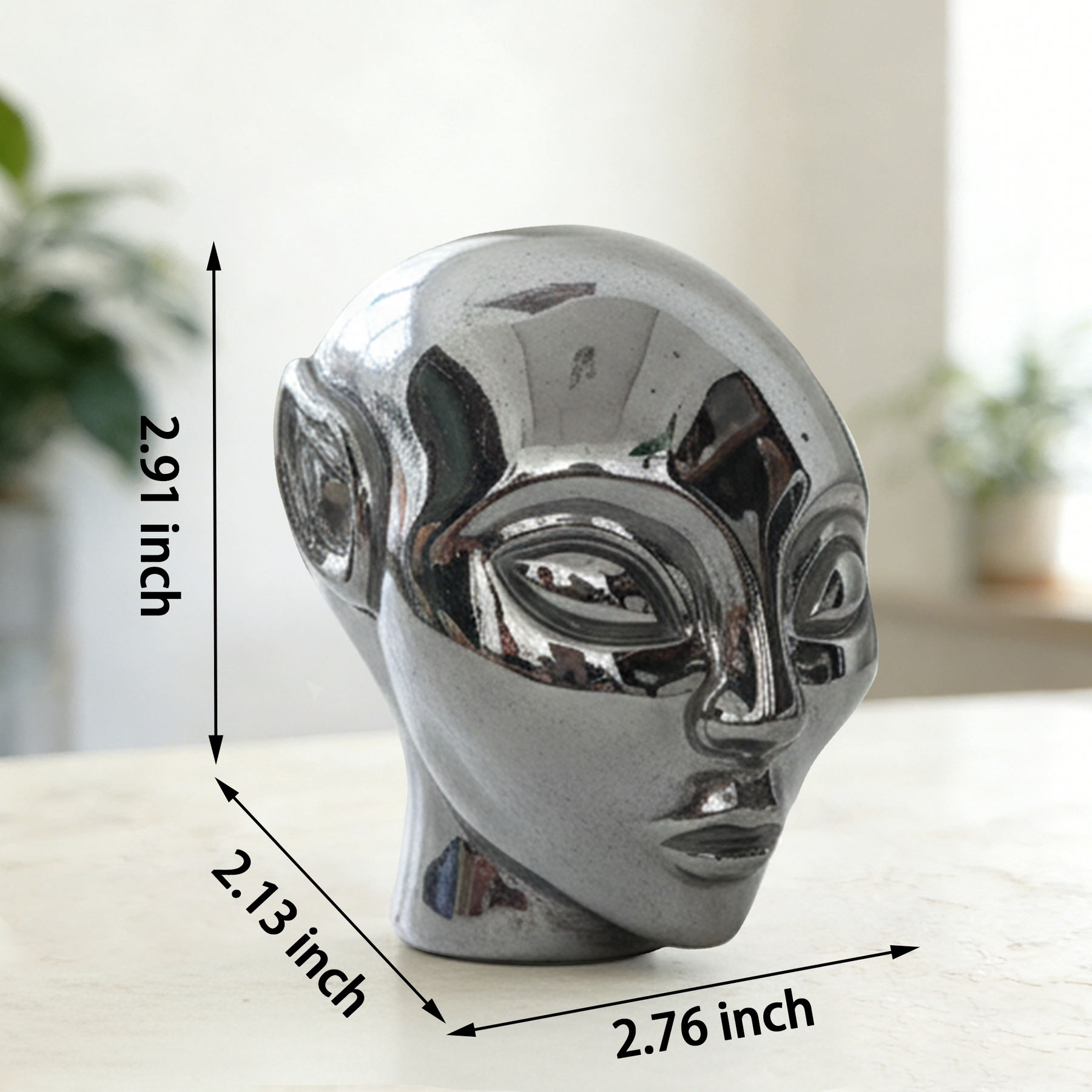 3 Inch Tektite Alien Crystal Skull – Natural Meteorite Stone — view 2