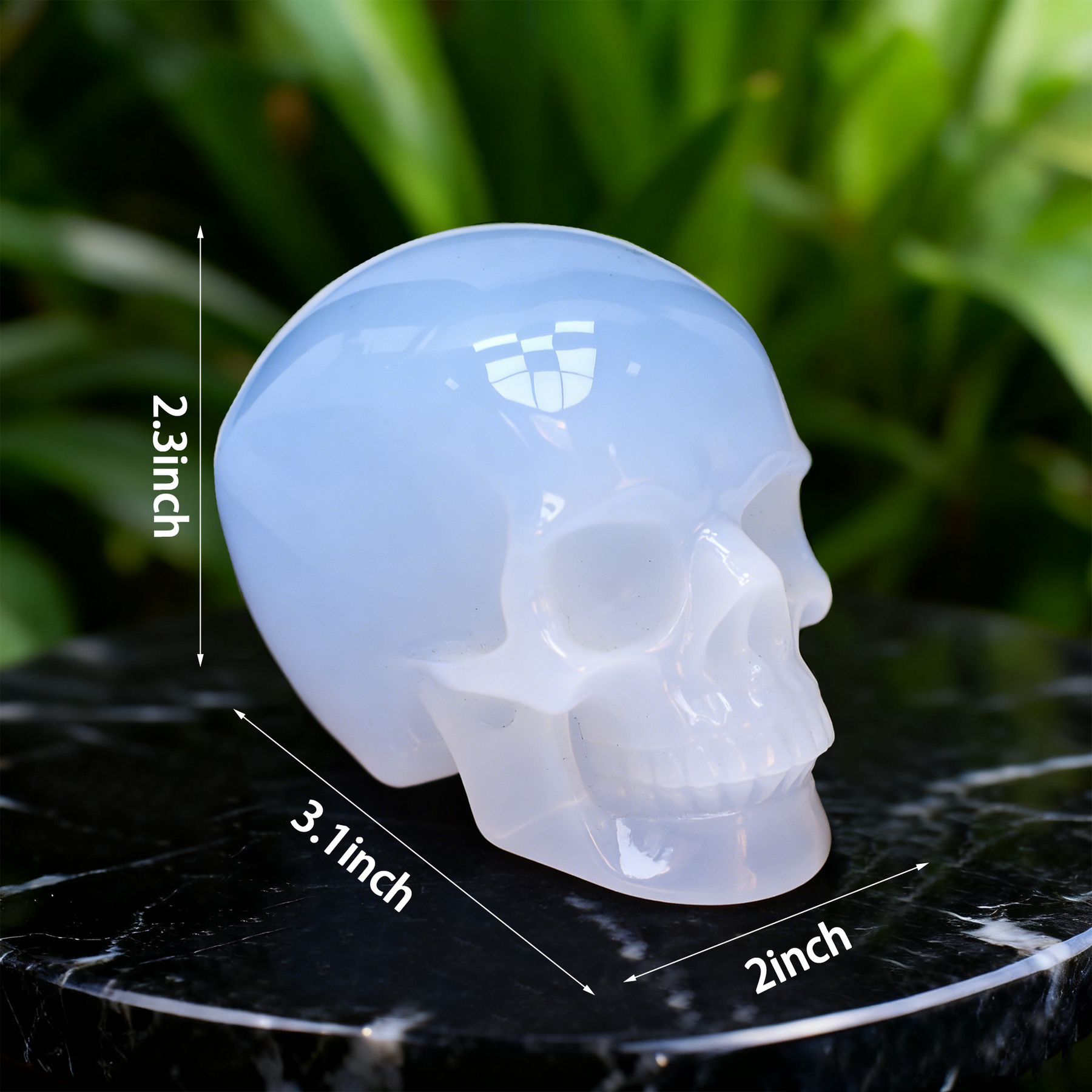 3 Inch Blue Chalcedony Crystal Skull — view 2