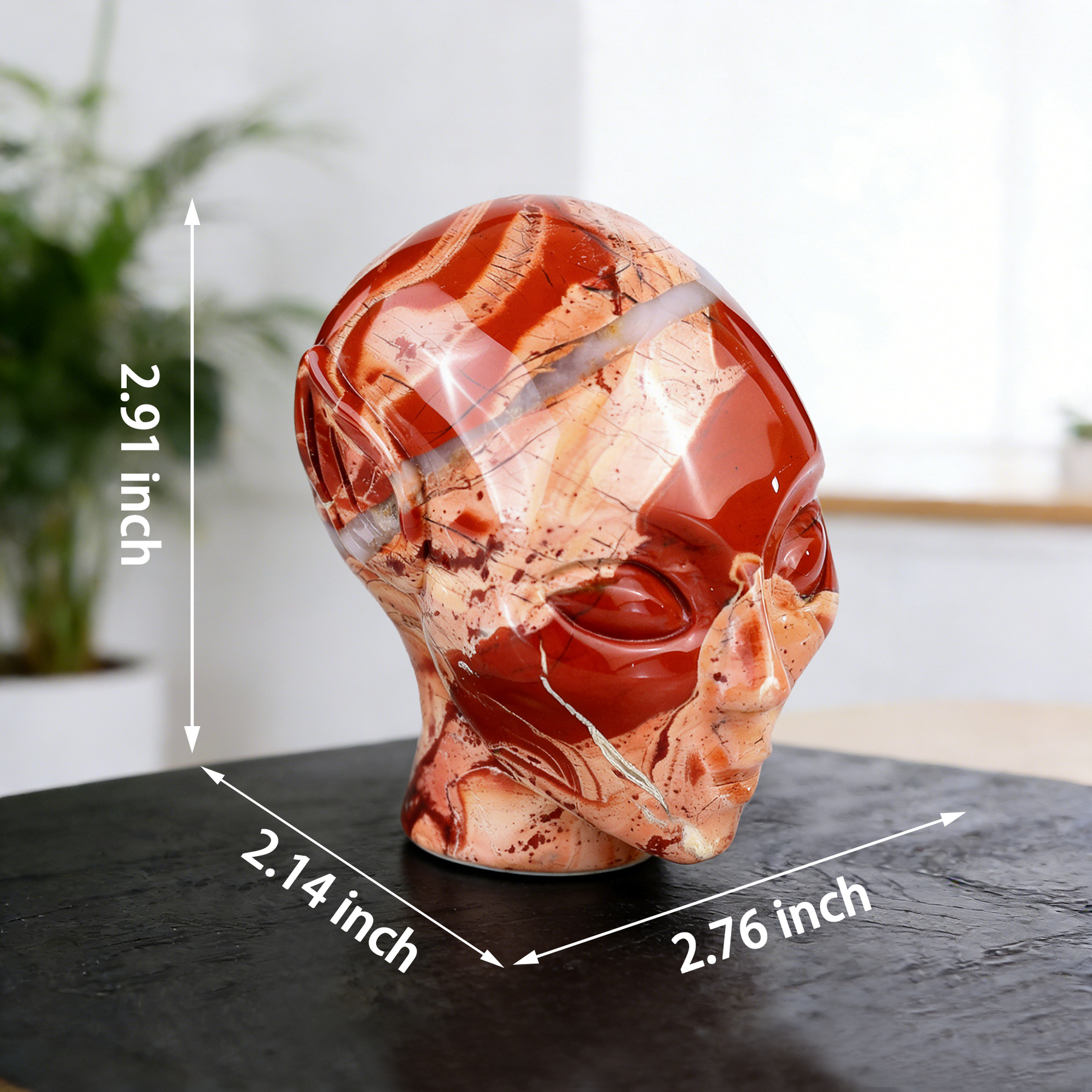 3 Inch Red Jasper Alien Crystal Skull – Protection Stone — view 2