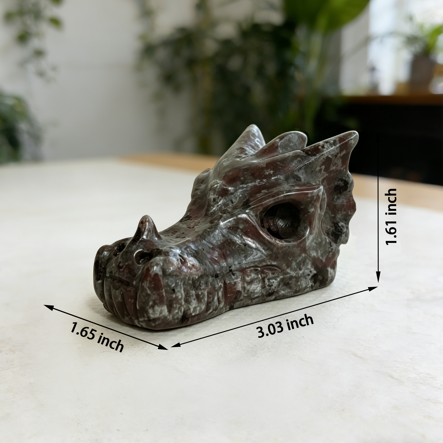 3 inch Yooperlite Chinese Dragon Skull - Natural Stone Sculpture — view 2