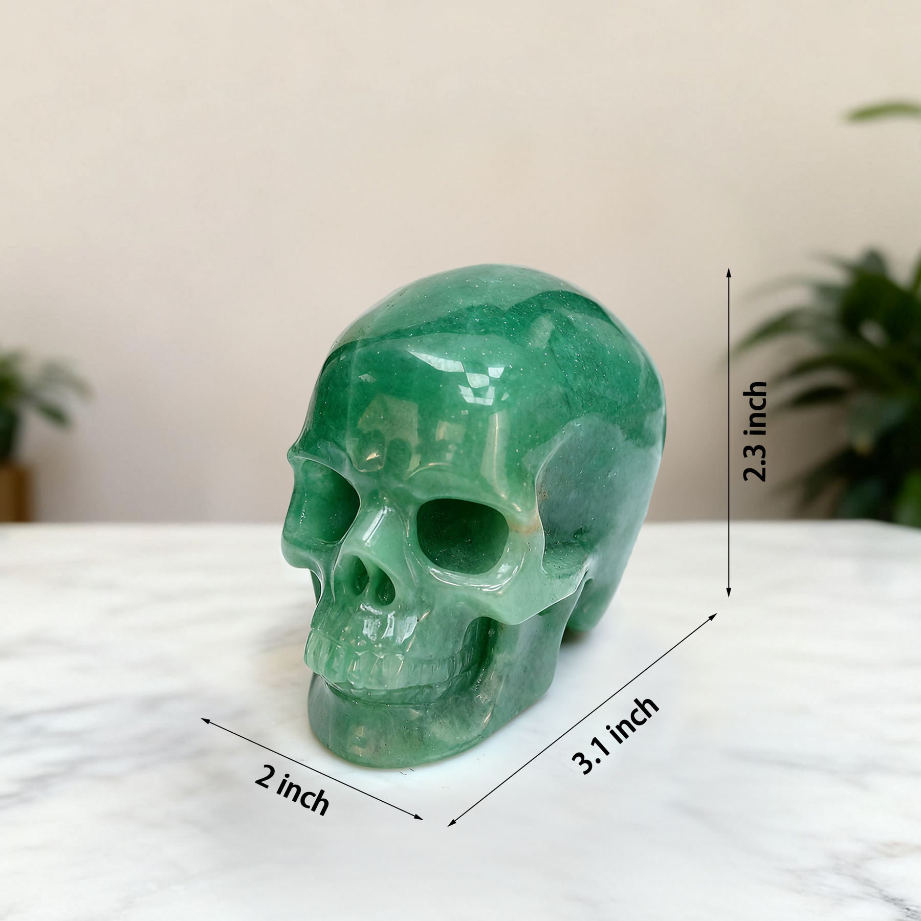 3 Inch Green Aventurine Crystal Skull — view 2