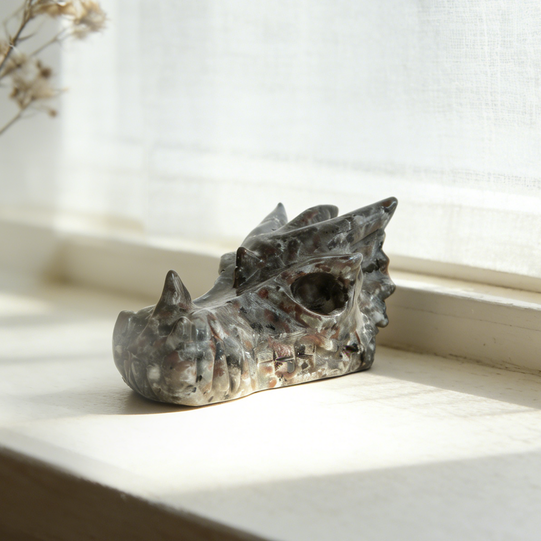 4.2 inch Yooperlite Chinese Dragon Skull - Natural Stone Sculpture — view 1