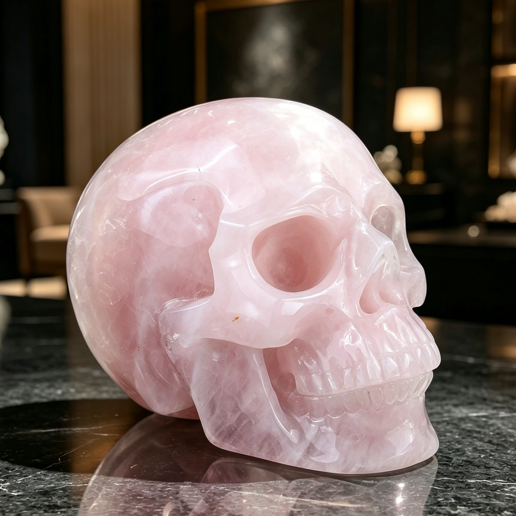 4.5 Inch Rose Quartz Crystal Skull — view 1