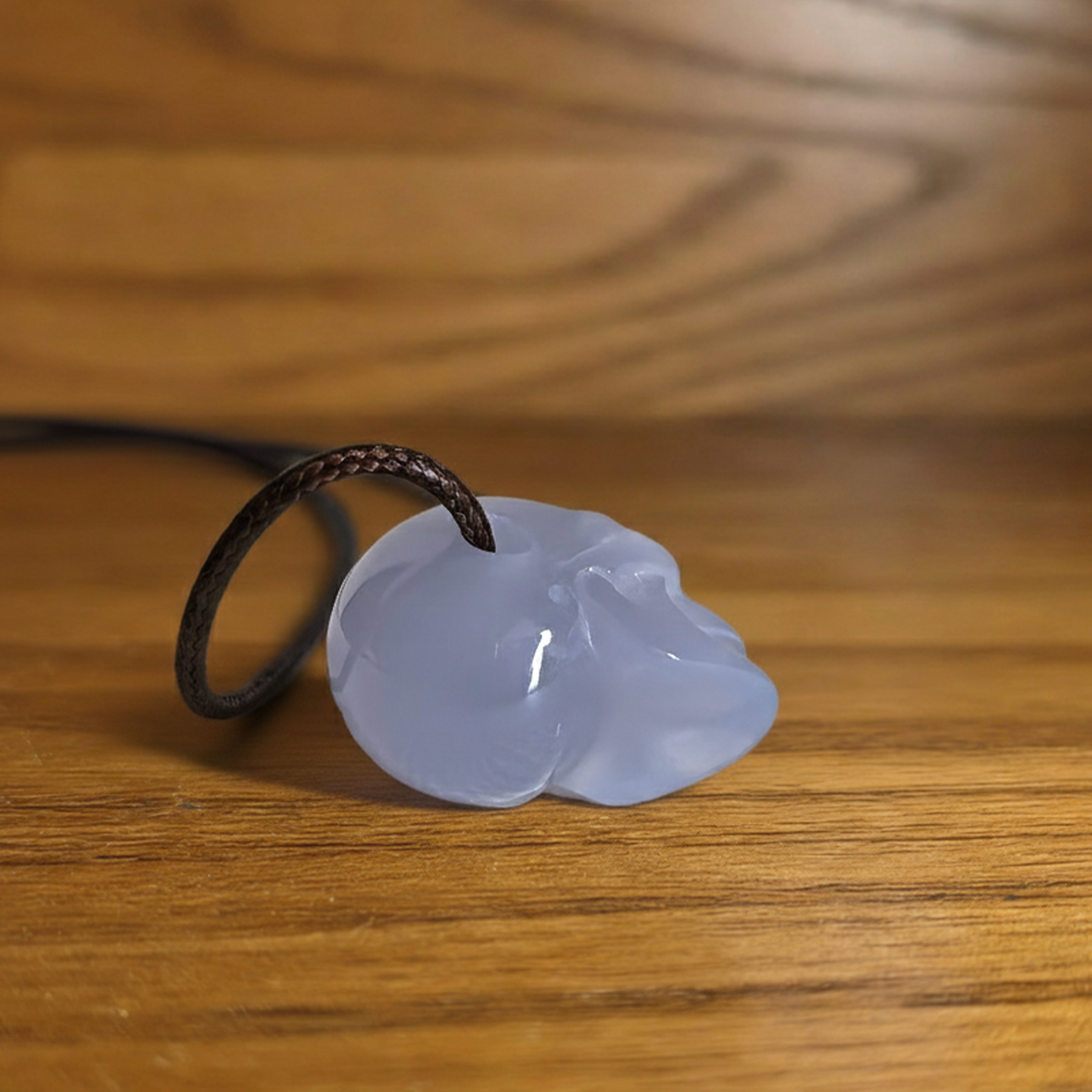 Blue Chalcedony Mini Skull Pendant – Gemstone Jewelry — view 7