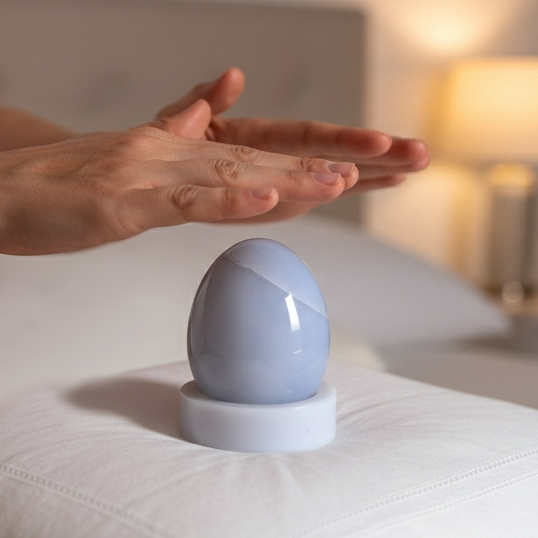 Blue Chalcedony Crystal Egg – Decor — view 8