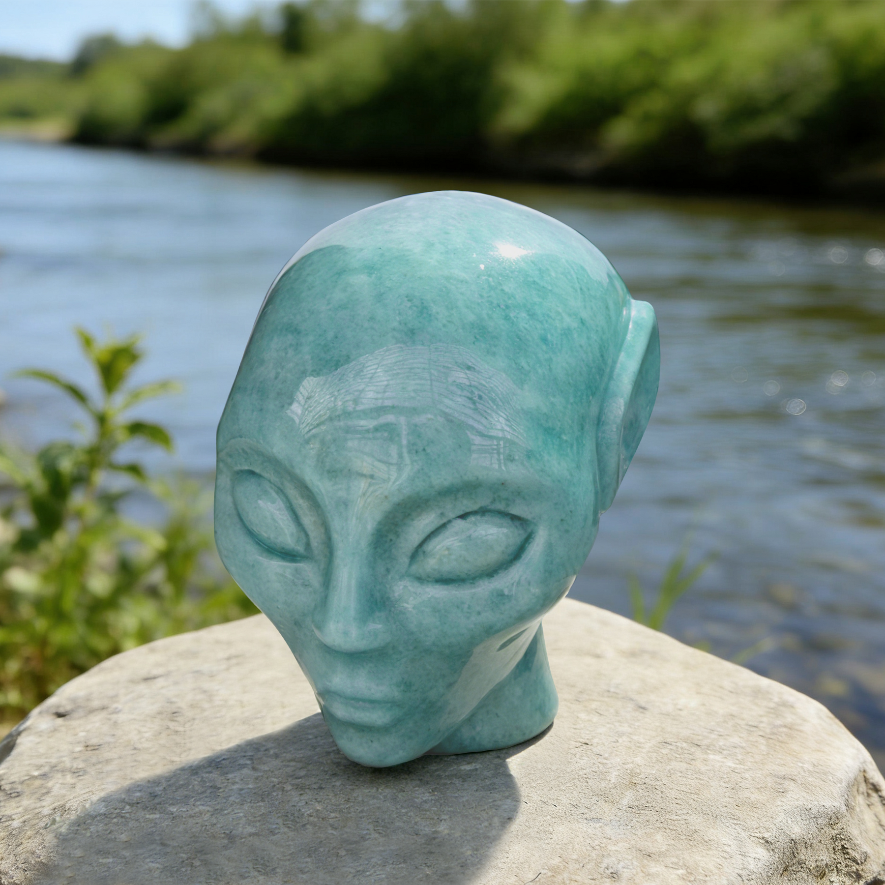 3 Inch Amazonite Alien Crystal Skull — view 7