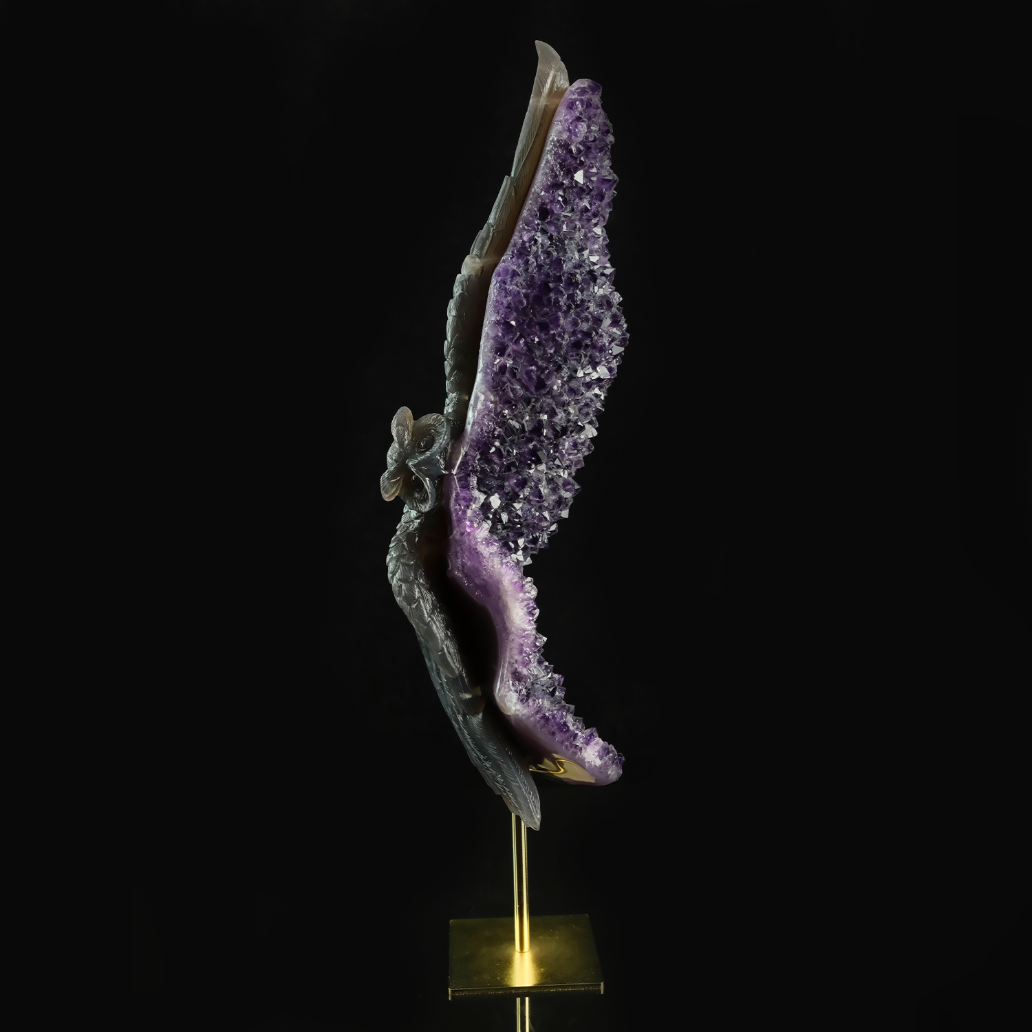 Large Amethyst Cluster Owl Sculpture — view 8