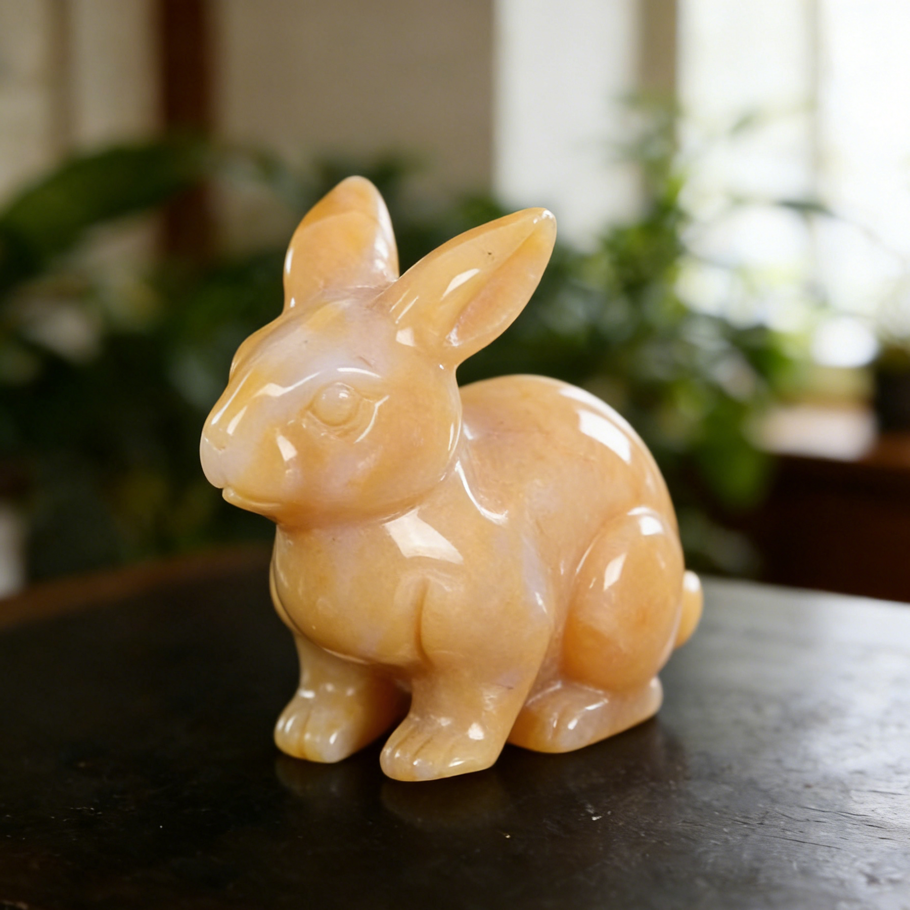 Yellow Chalcedony Rabbit Carving-Natural Stone Carving — view 3