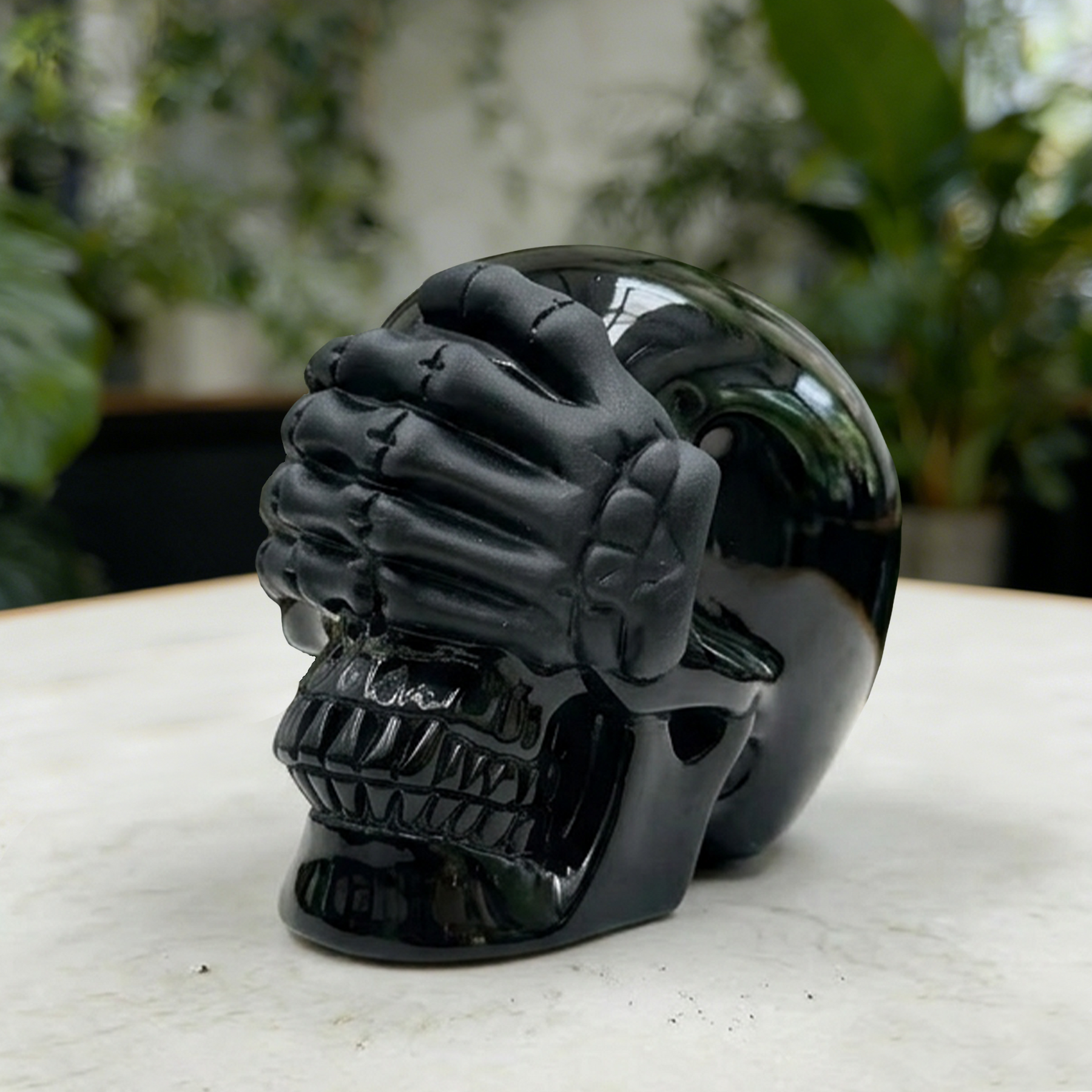 See No Evil Black Obsidian Skull - Natural Stone — view 1