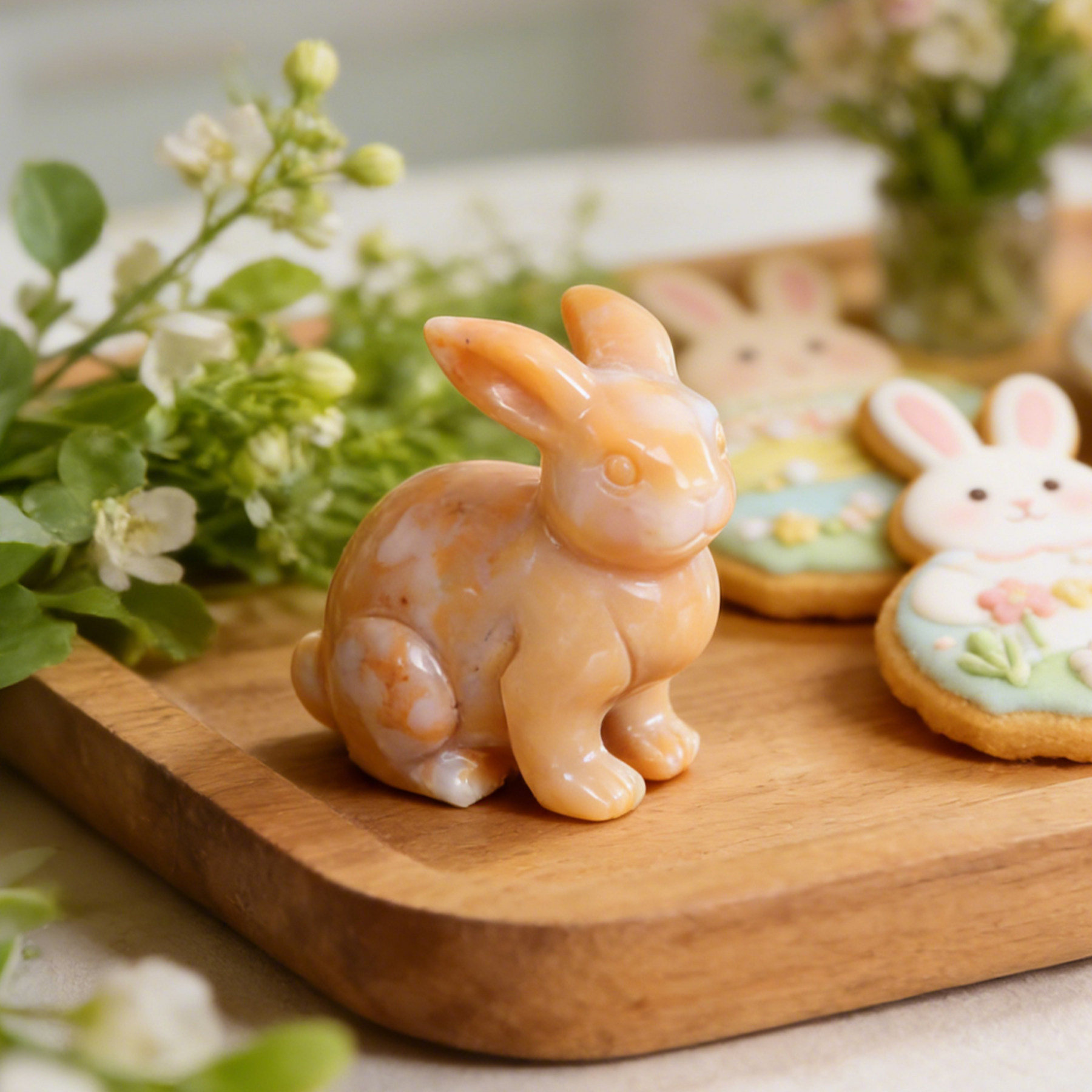 Yellow Chalcedony Rabbit Carving-Natural Stone Carving — view 1