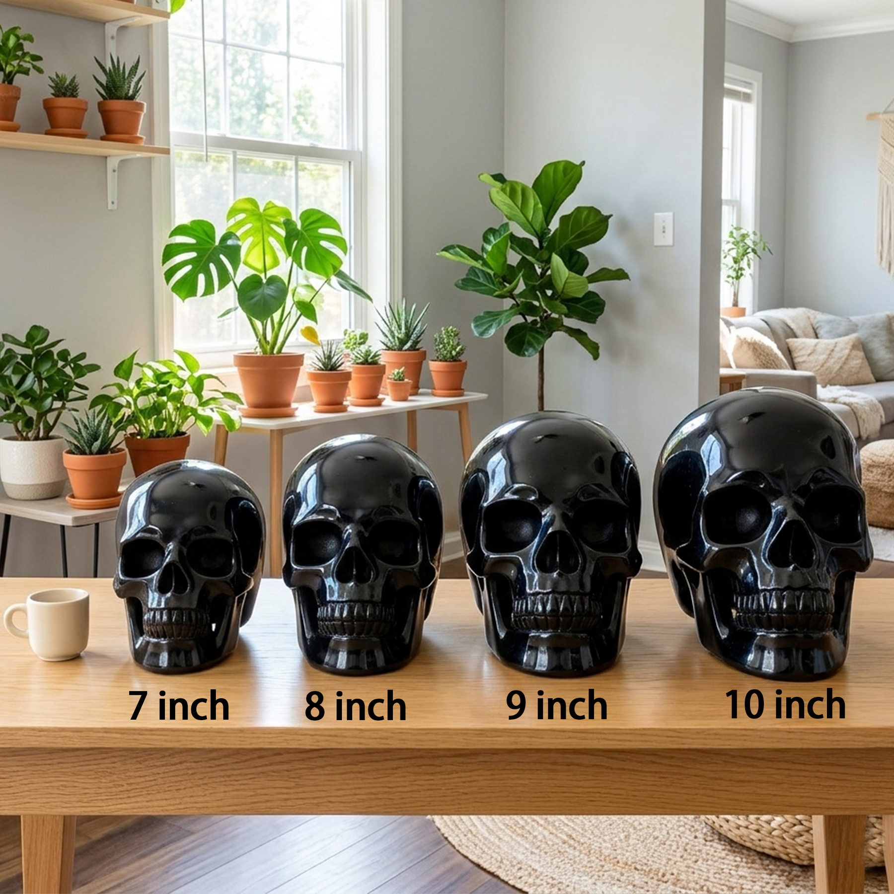 7-14 inch Black Obsidian Crystal Skull - Titan Series Large Scale Crystal Skull — view 2
