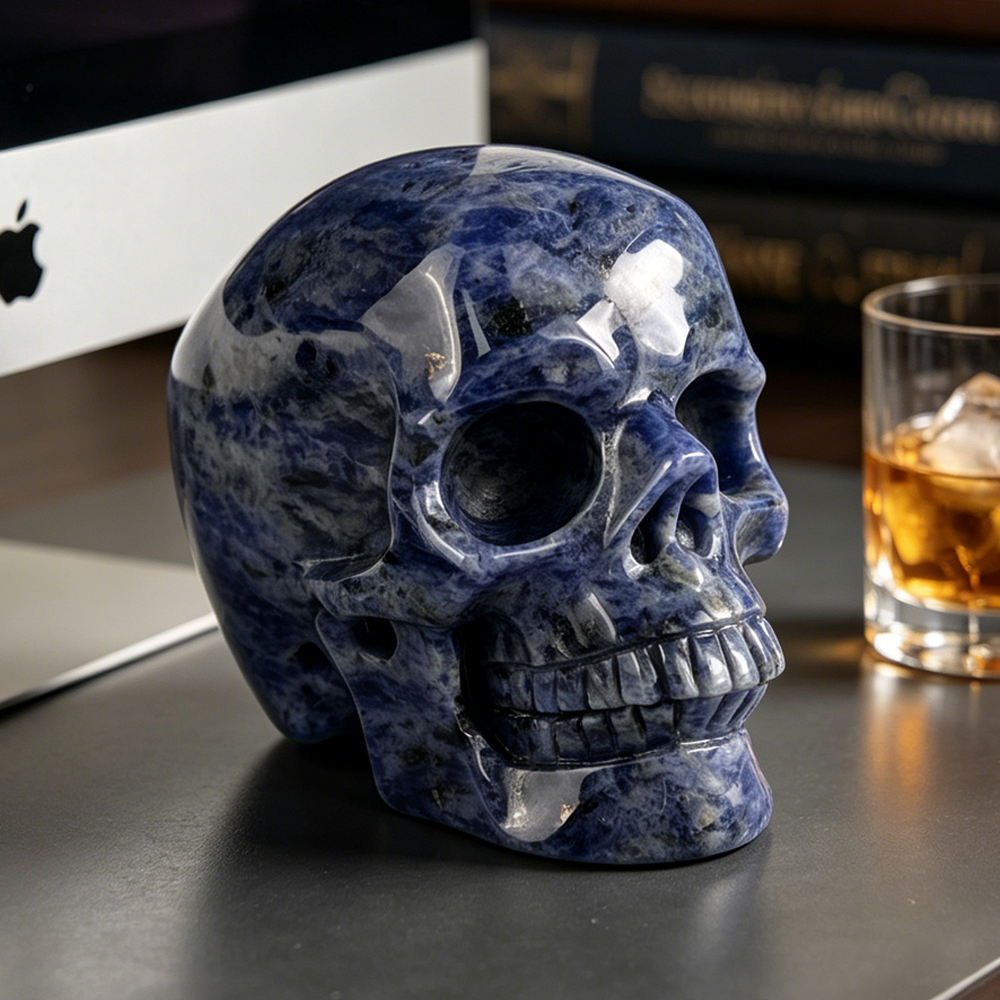 7-10 inch Blue Lace Agate Skull - Titan Series Large Scale Crystal Skull — view 5