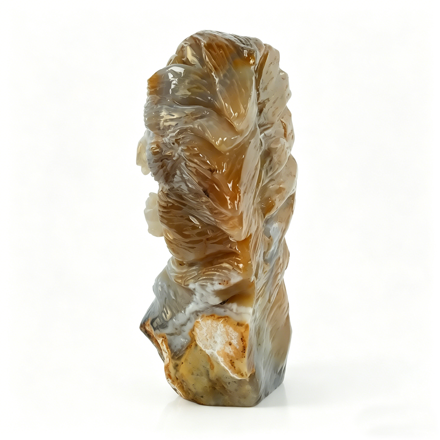 7.7 inch Yellow Chalcedony Lion Head Carving — view 6