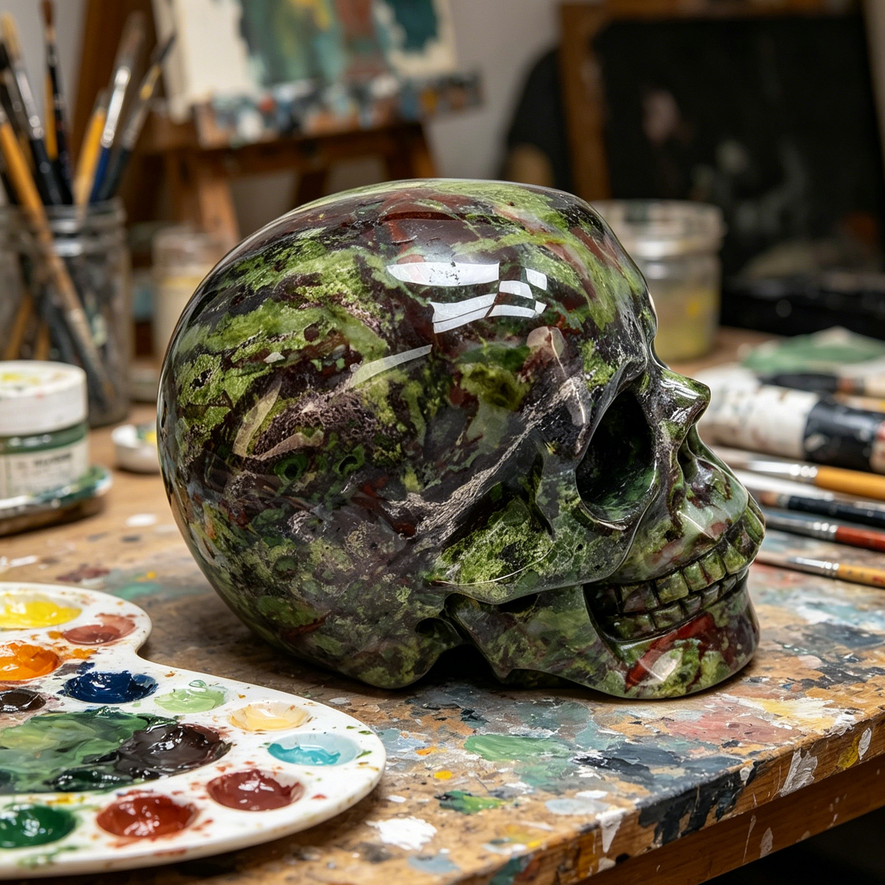 7-14 inch Dragon Bloodstone Crystal Skull - Titan Series Large Scale Crystal Skull — view 6