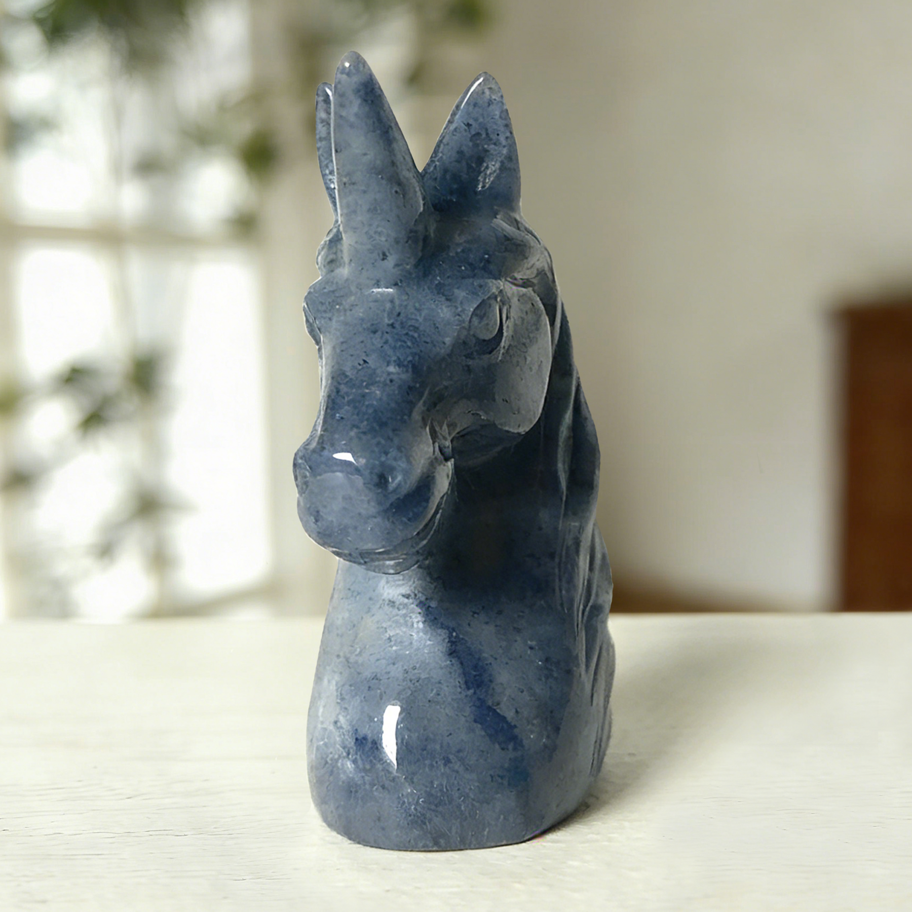 Blue Aventurine Unicorn Head Carving – Gemstone — view 5
