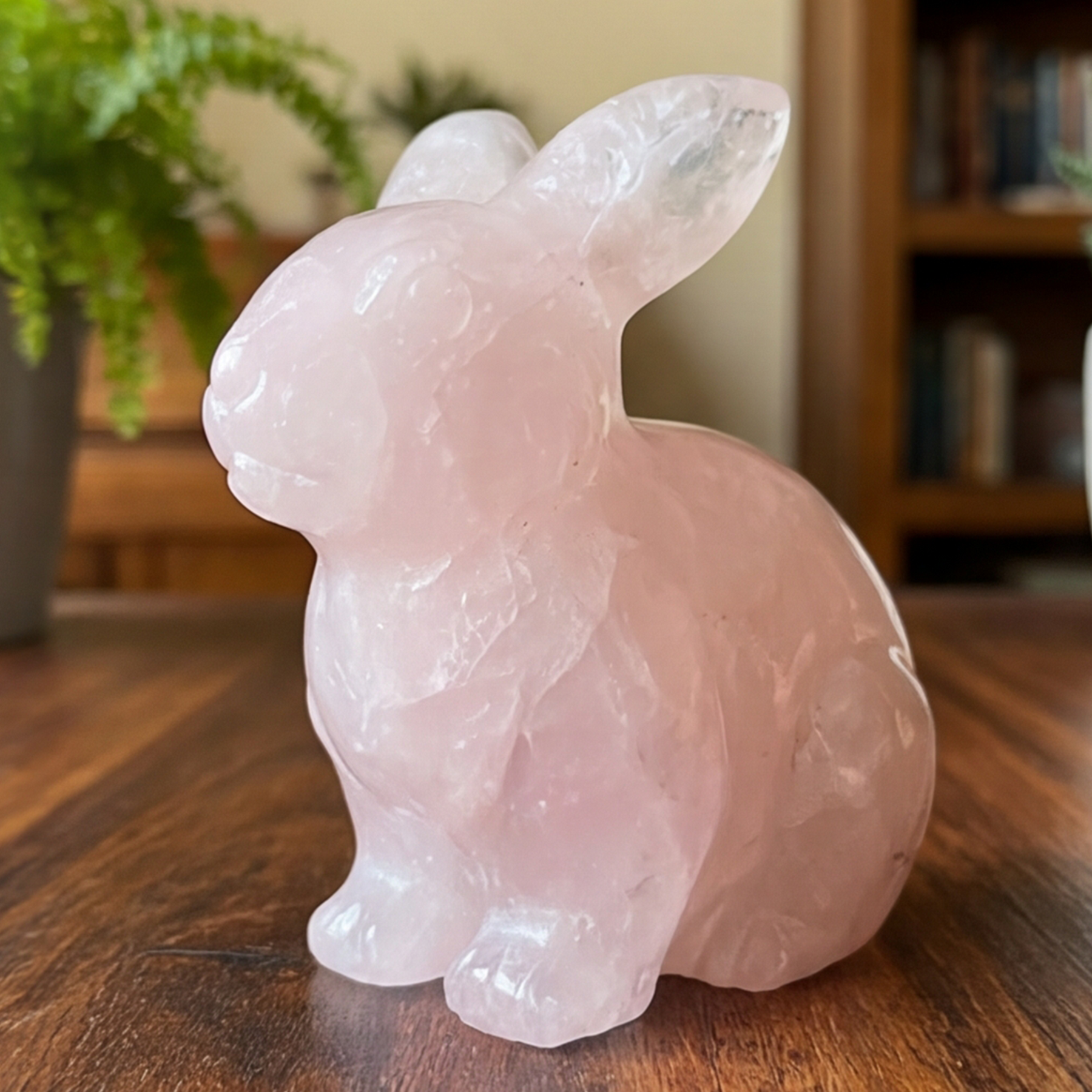 Rose Quartz Rabbit Carving - Natural Crystal — view 3
