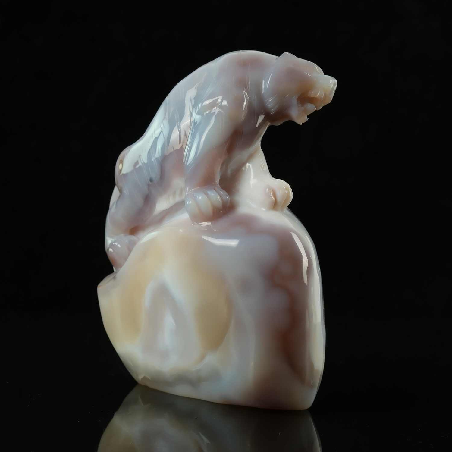 Pale Amethyst Cluster Tiger Carving - Sculpture — view 5