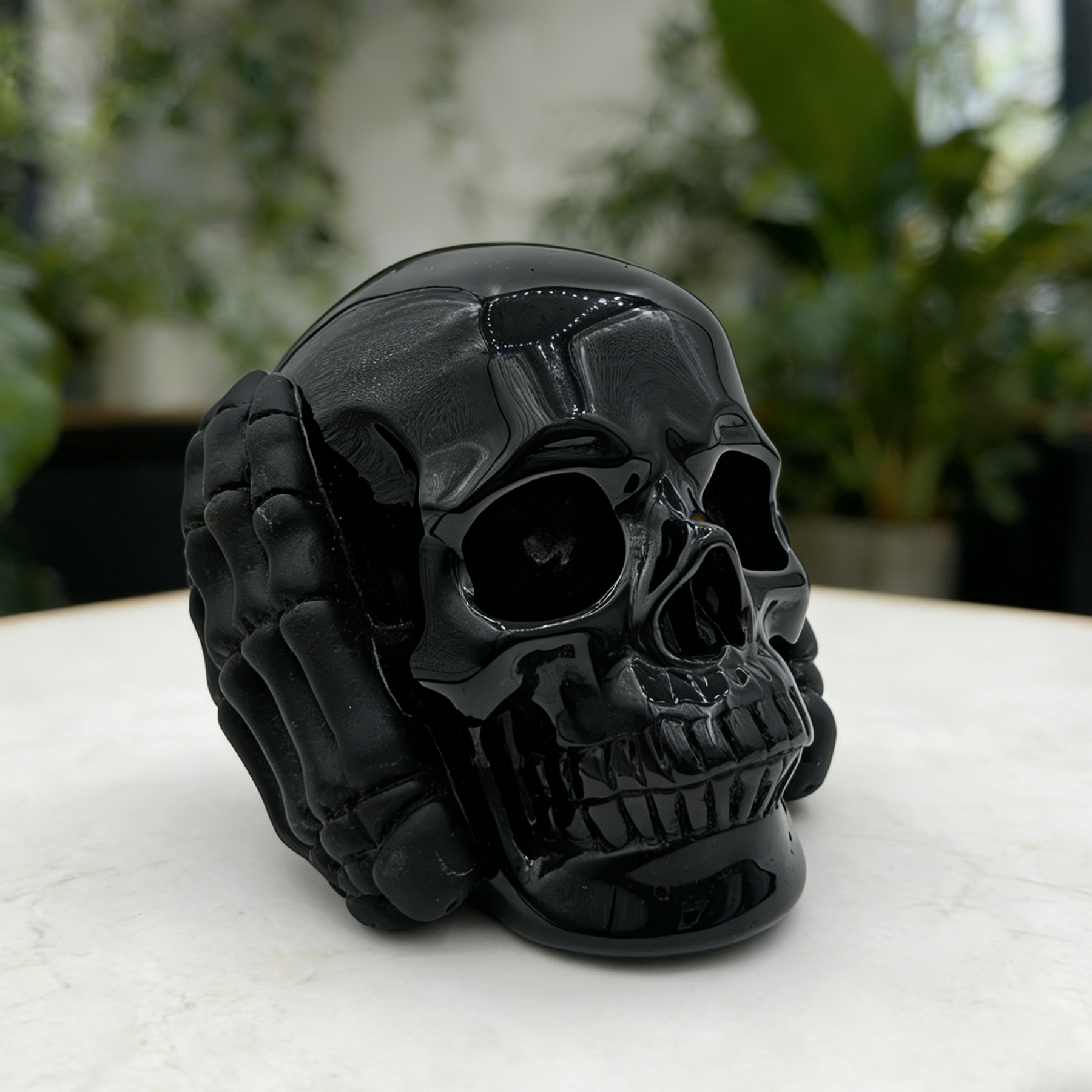 Hear No Evil Black Obsidian Skull — view 6