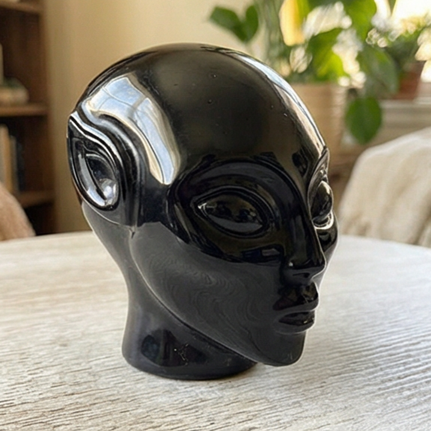 3.8 Inch Obsidian Alien Crystal Skull – Protection Stone — view 3