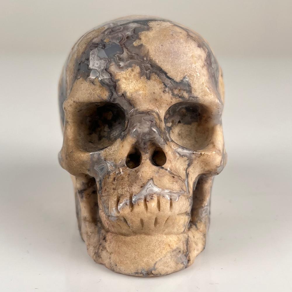 3 Inch Blue Flower Agate Crystal Skull — view 7