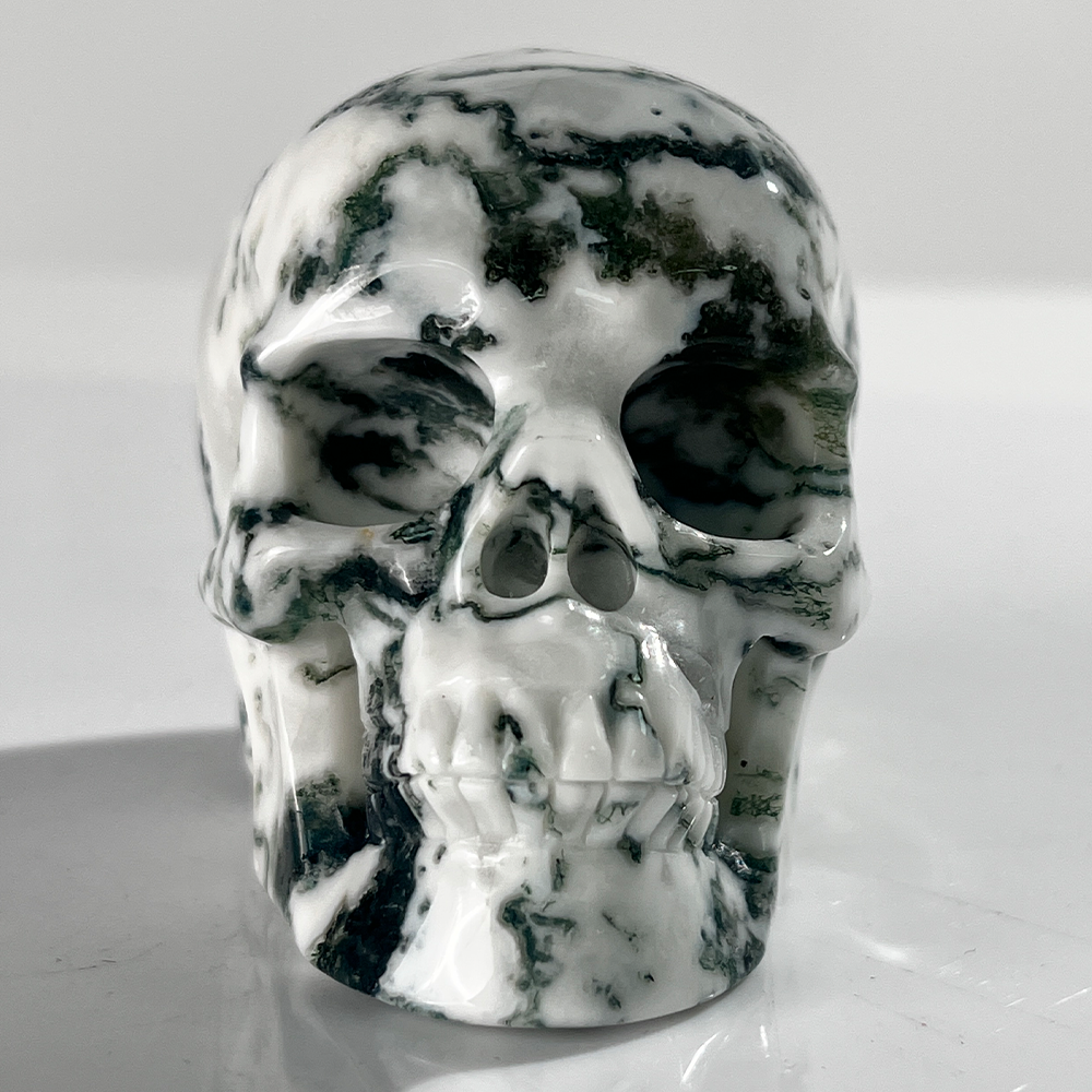 3 Inch Moss Agate Crystal Skull — view 7