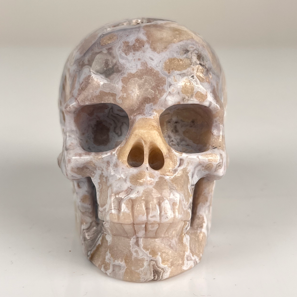 3 Inch Blue Flower Agate Crystal Skull — view 7