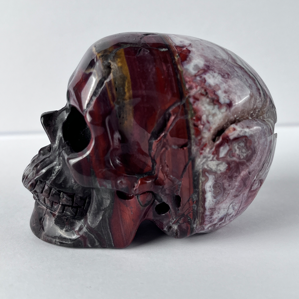 3 Inch Red Crazy Lace Agate Crystal Skull — view 5