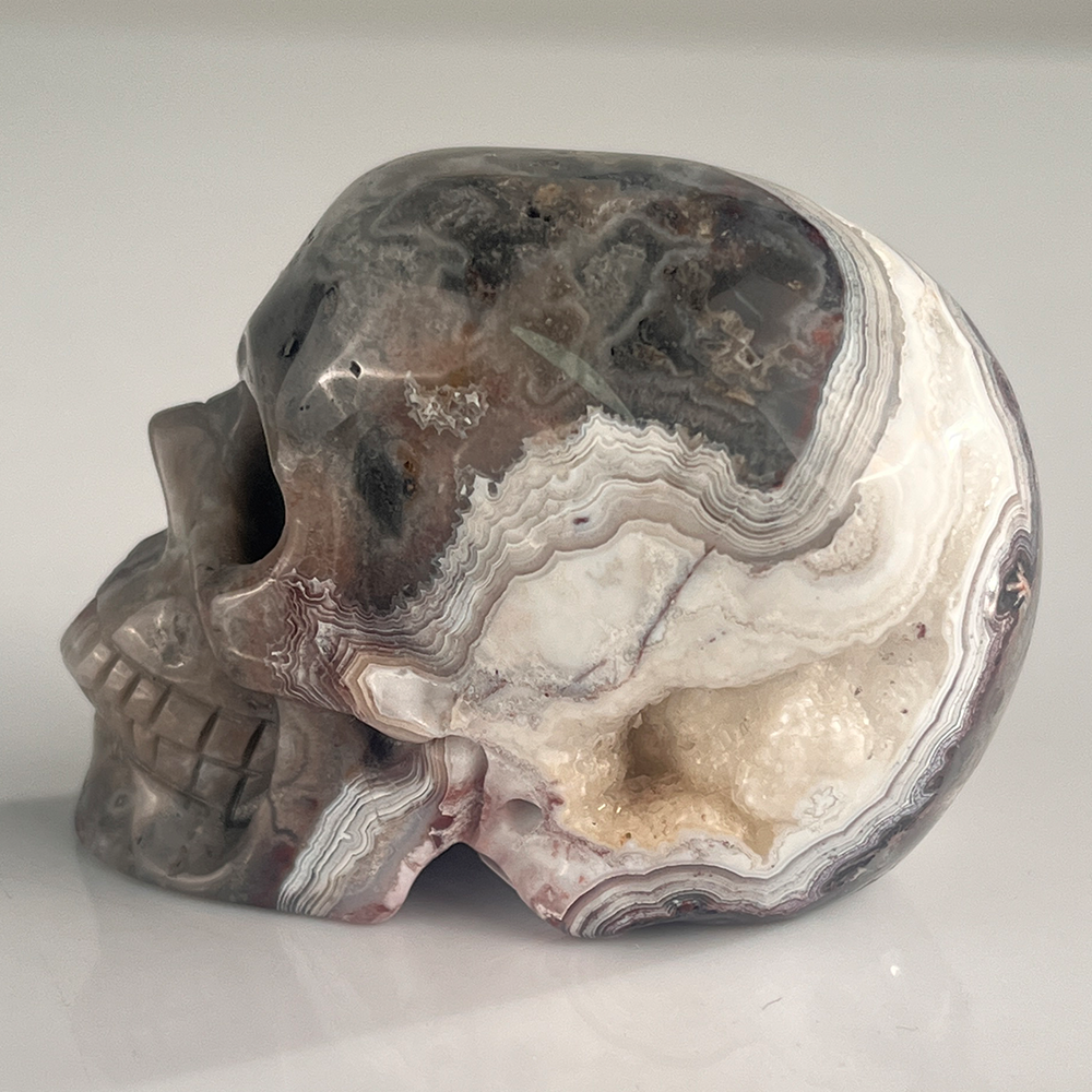 2 Inch Red Crazy Lace Agate Crystal Skull – Skull — view 5