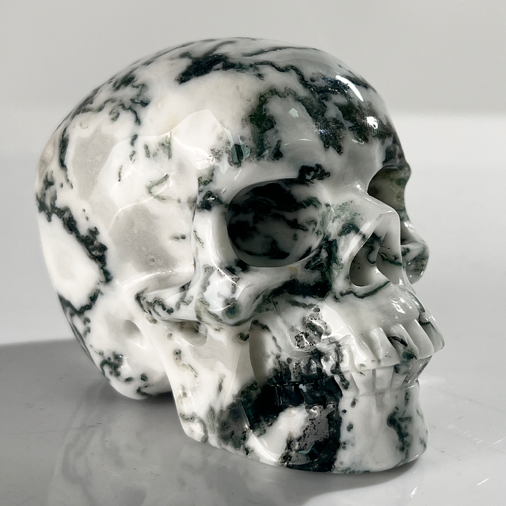 3 Inch Moss Agate Crystal Skull — view 2