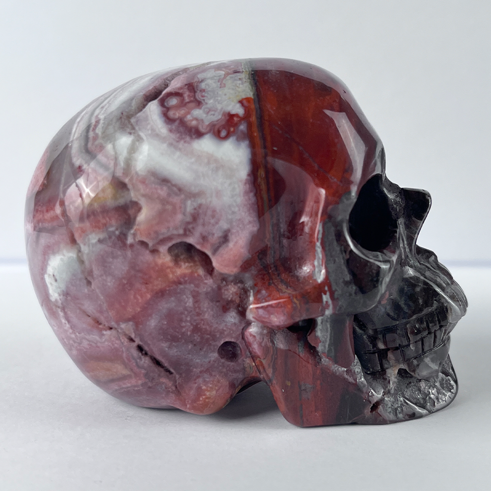 3 Inch Red Crazy Lace Agate Crystal Skull — view 3
